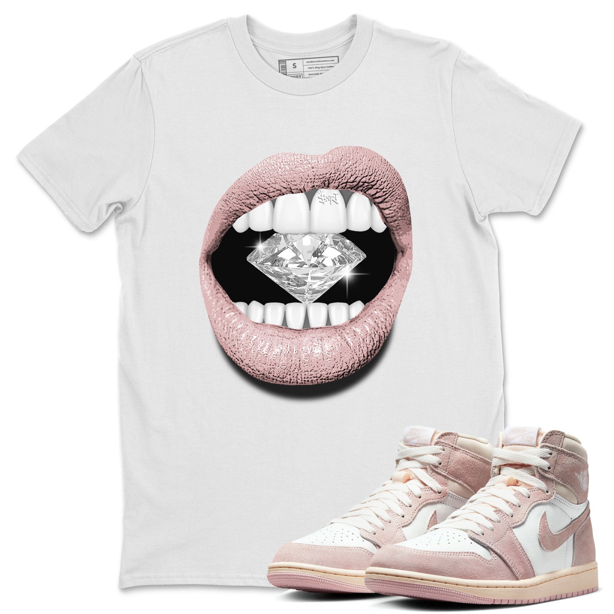 Lips Diamond Unisex Tops - Air Jordan 1 Washed Pink