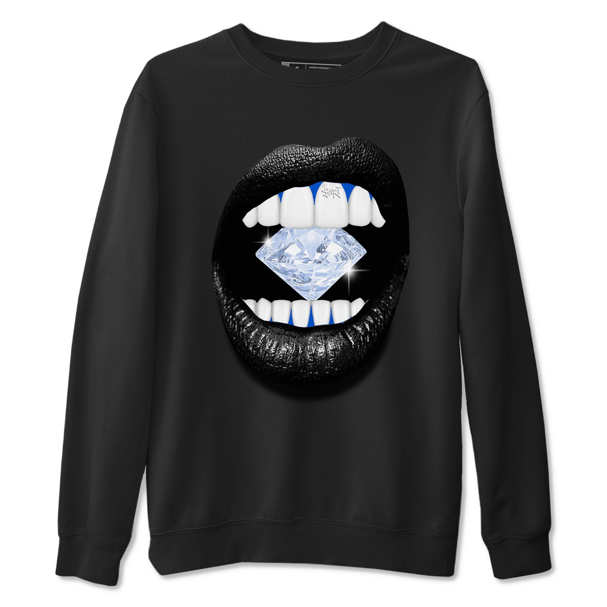 Lips Diamond snkmatch Tees - Air Jordan 11 Black and Varsity Royal