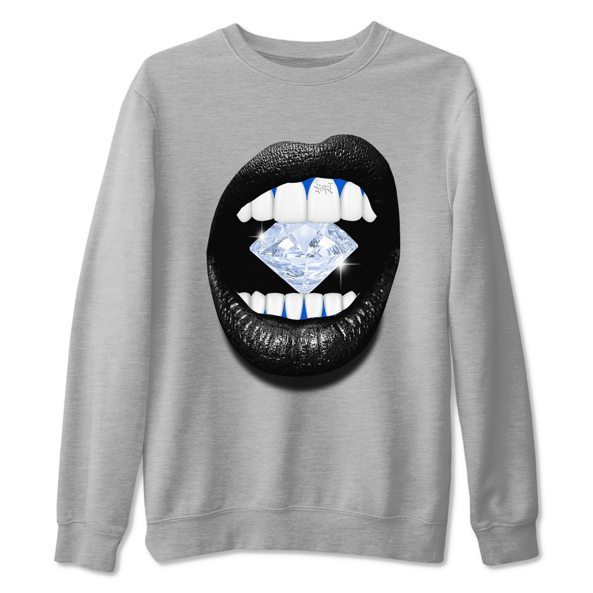Lips Diamond snkmatch Tees - Air Jordan 11 Black and Varsity Royal
