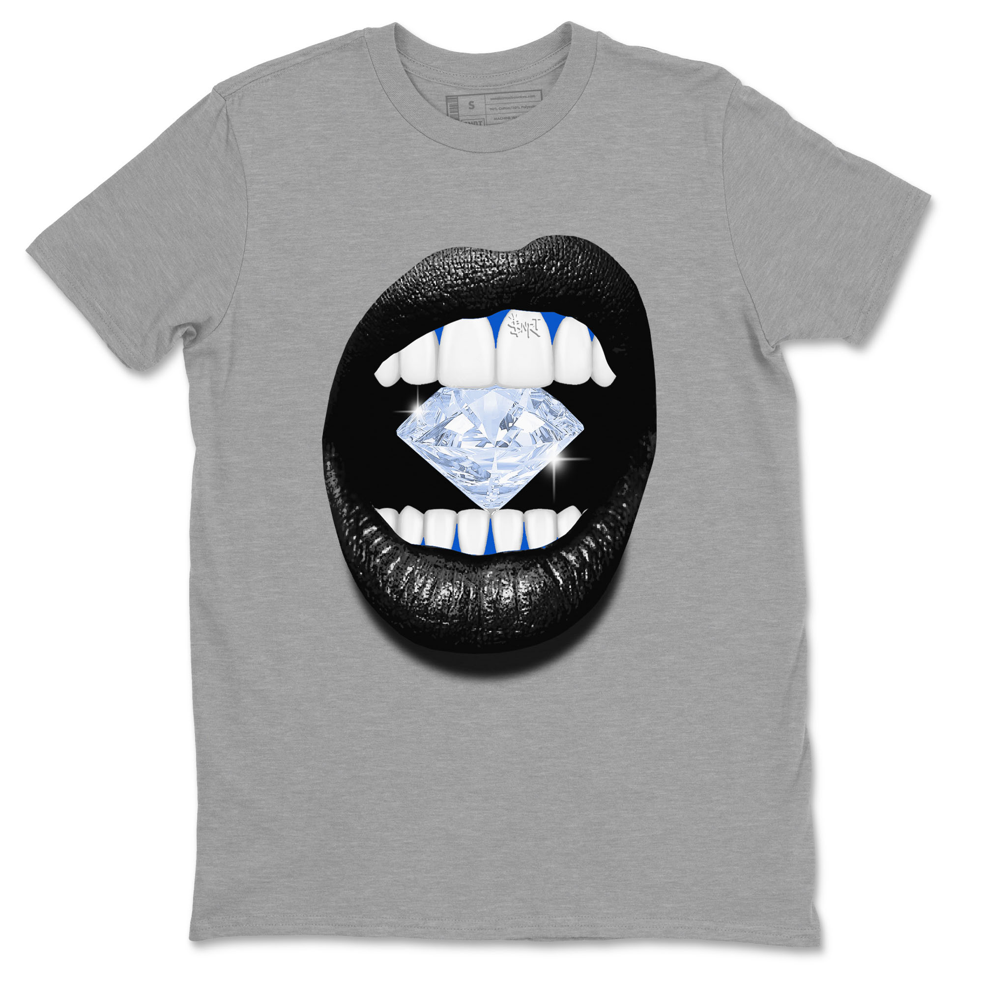 Lips Diamond snkmatch Tees - Air Jordan 11 Black and Varsity Royal