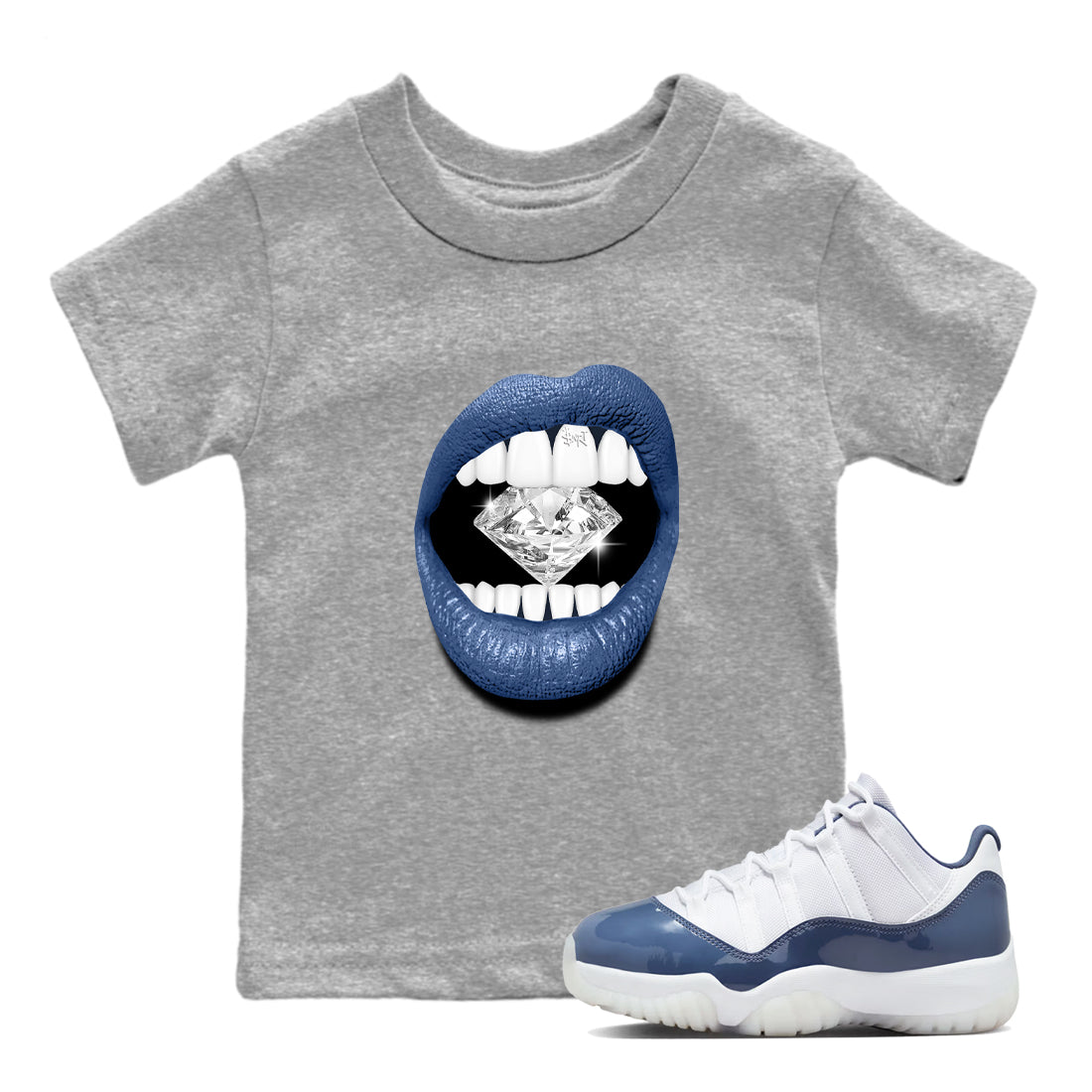 Lips Diamond snkmatch Tees Kids - Air Jordan 11 Diffused Blue