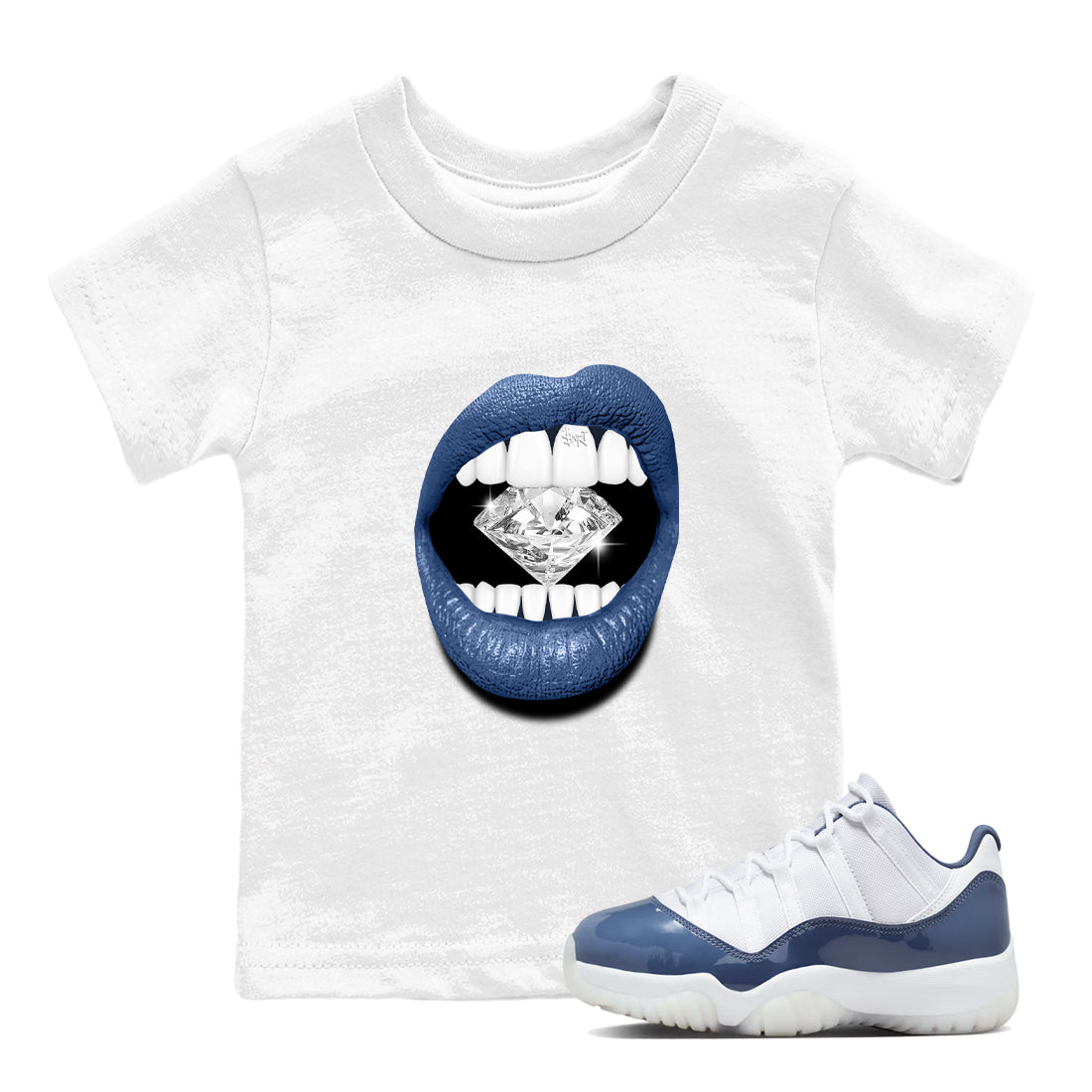Lips Diamond snkmatch Tees Kids - Air Jordan 11 Diffused Blue