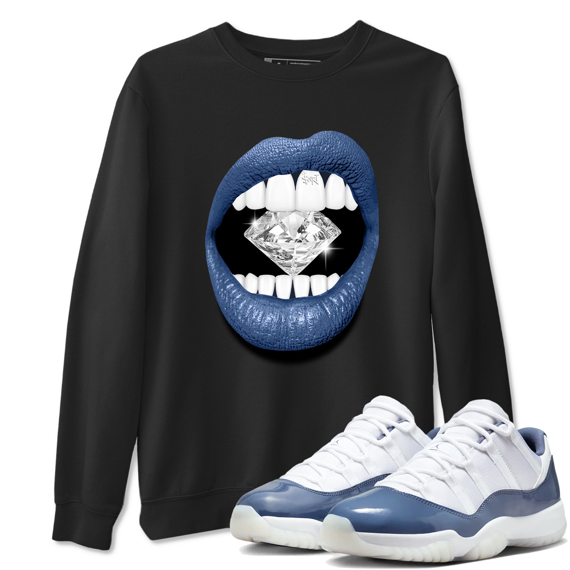 Lips Diamond snkmatch Tees - Air Jordan 11 Diffused Blue