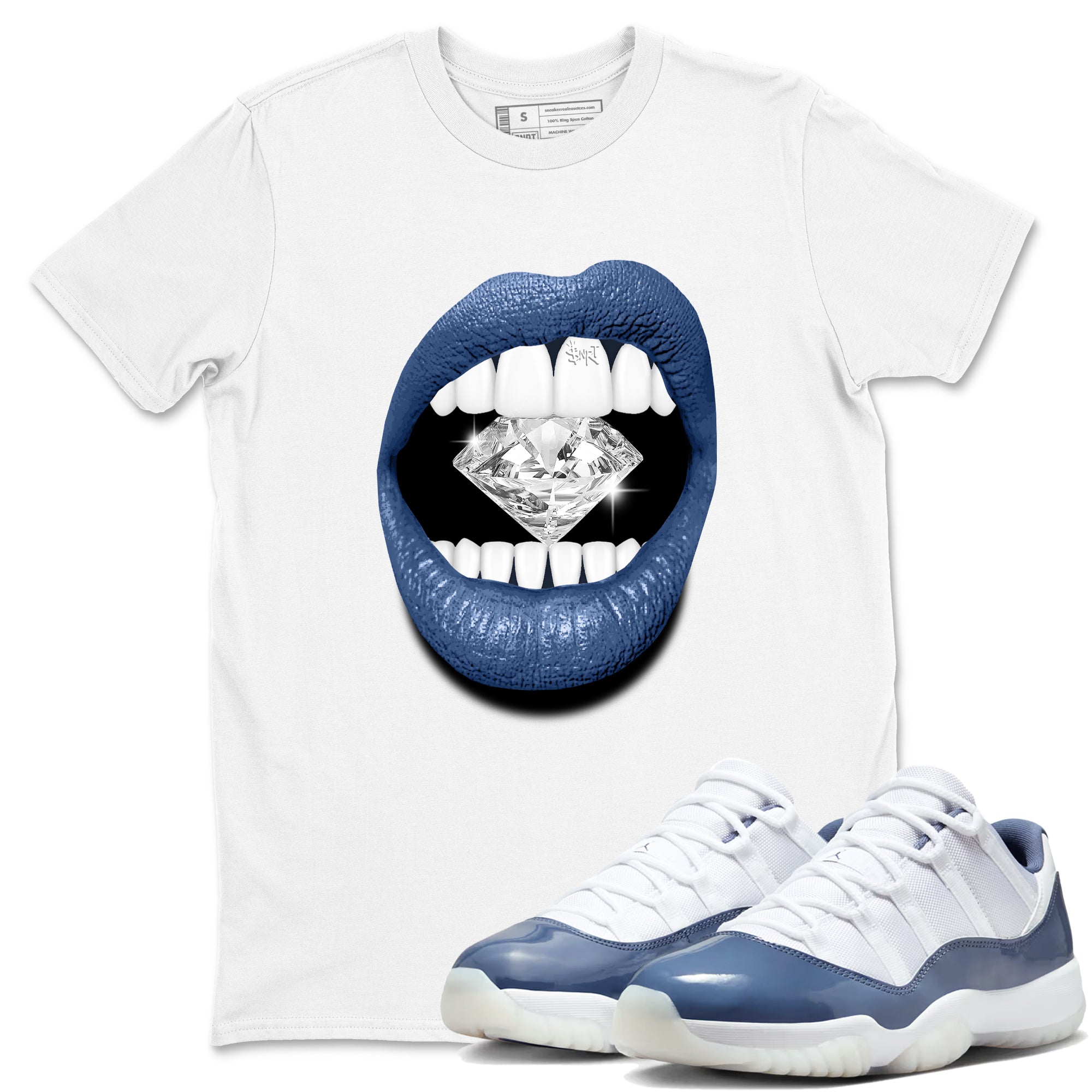 Lips Diamond snkmatch Tees - Air Jordan 11 Diffused Blue