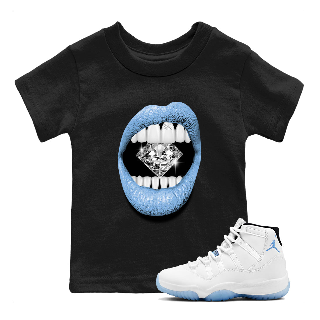 Lips Diamond snkmatch Tees Kids - Air Jordan 11 Legend Blue