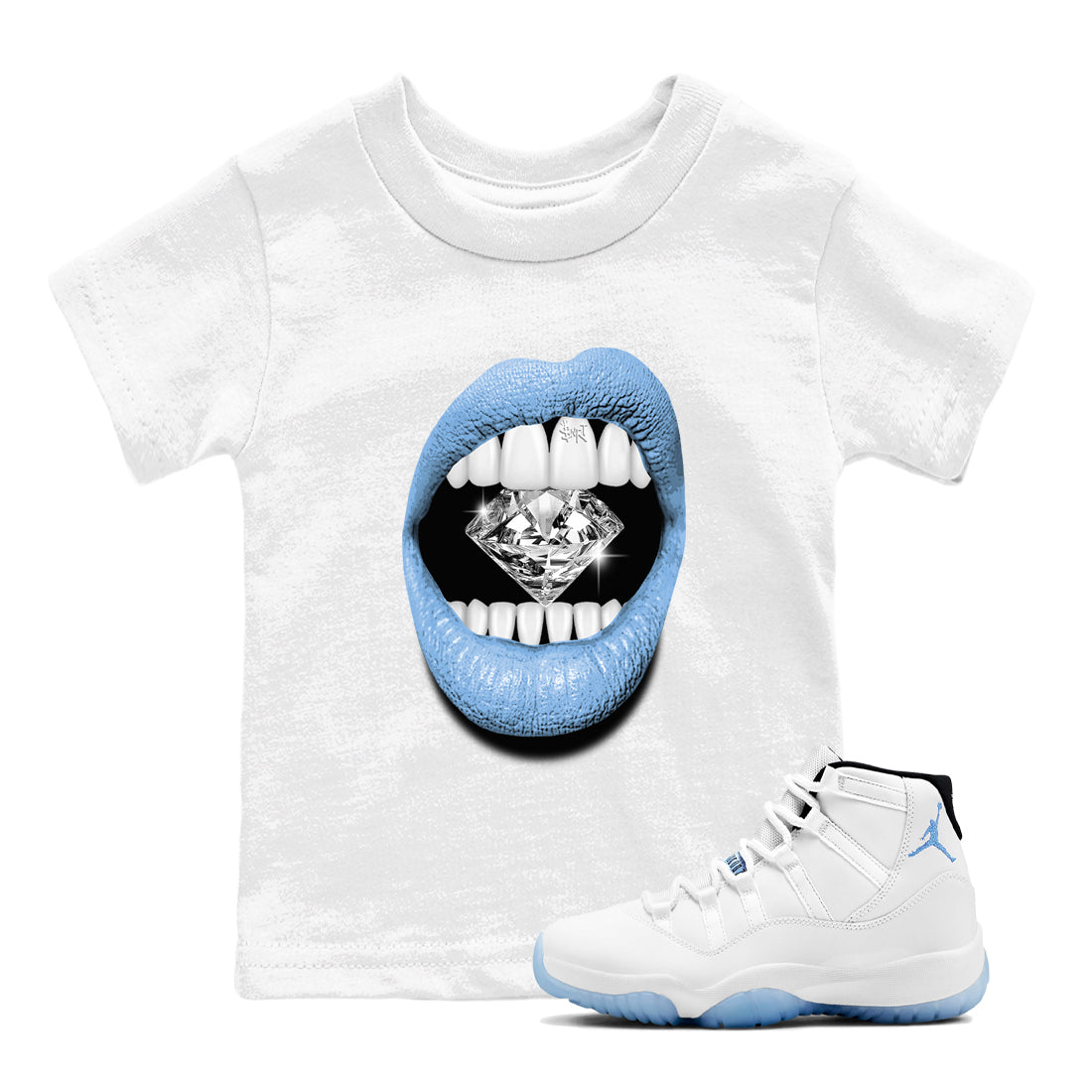 Lips Diamond snkmatch Tees Kids - Air Jordan 11 Legend Blue