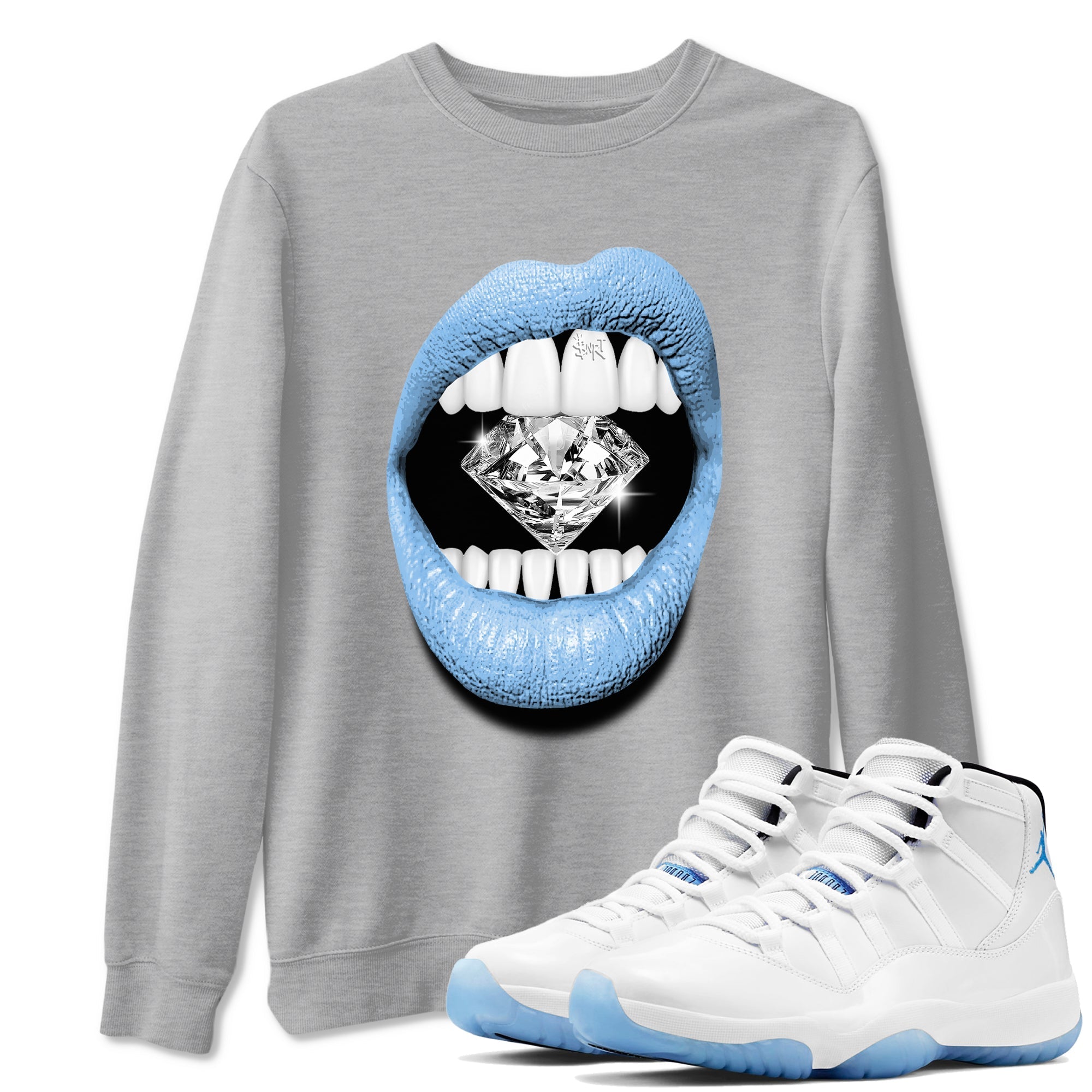 Lips Diamond snkmatch Tees - Air Jordan 11 Legend Blue