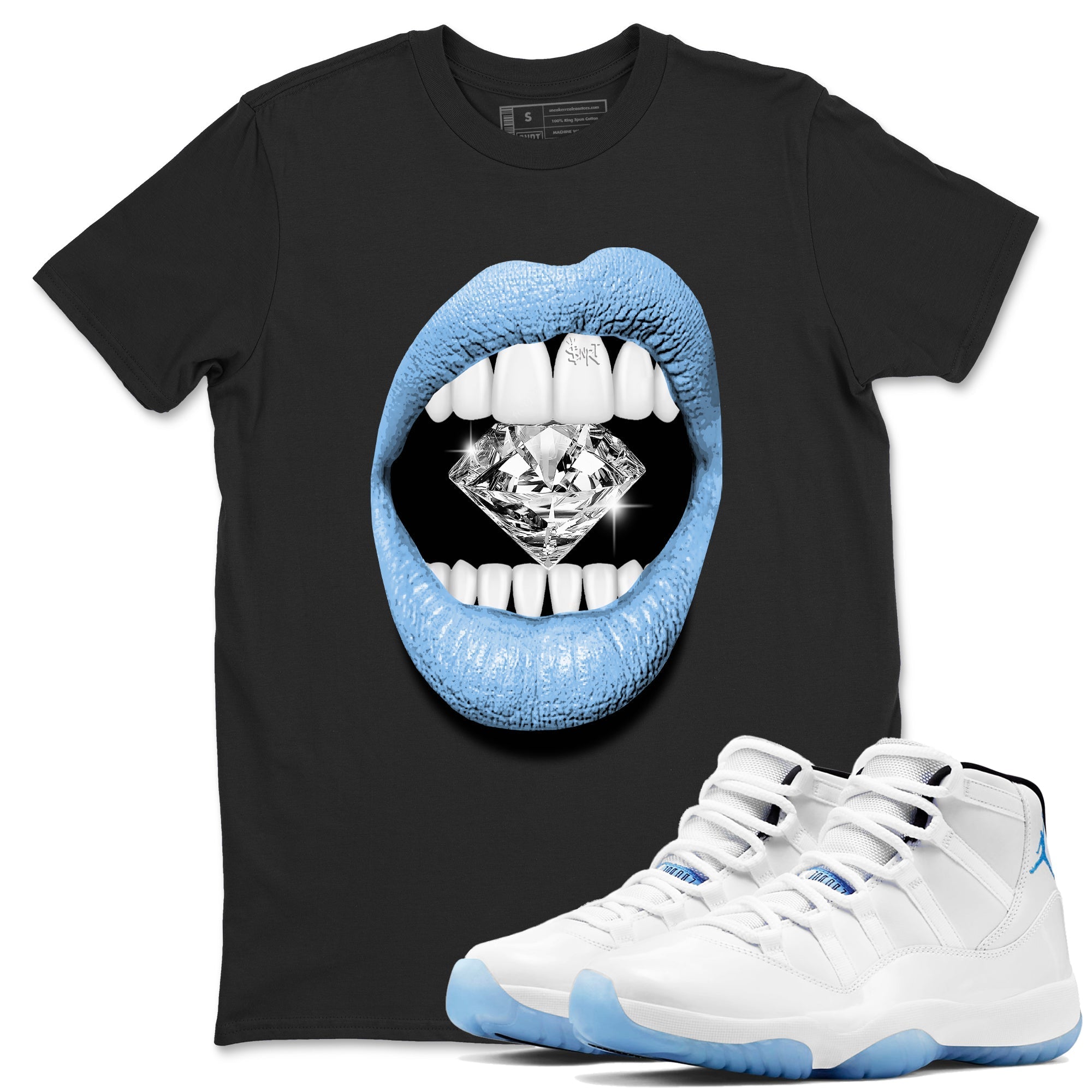 Lips Diamond snkmatch Tees - Air Jordan 11 Legend Blue