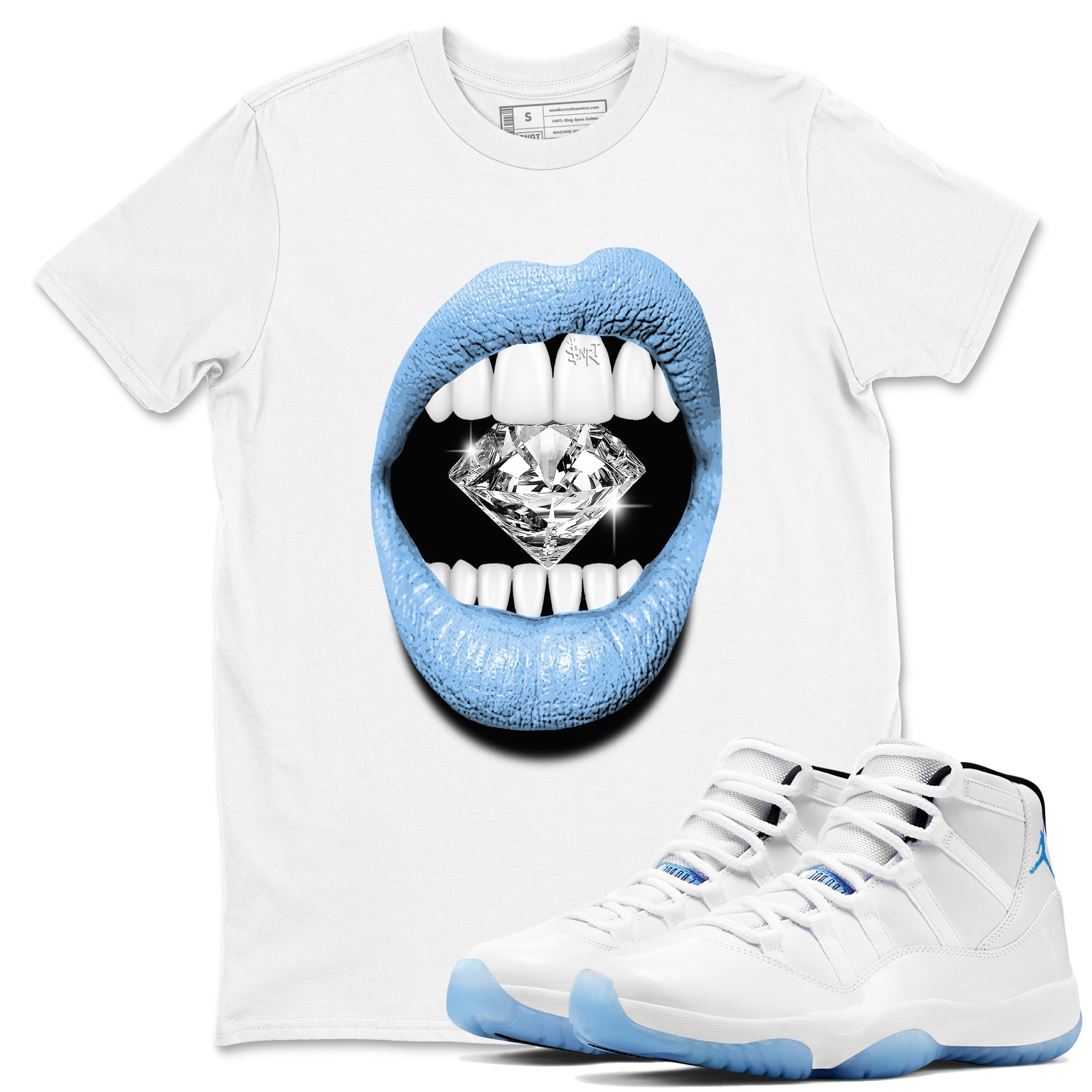 Lips Diamond snkmatch Tees - Air Jordan 11 Legend Blue