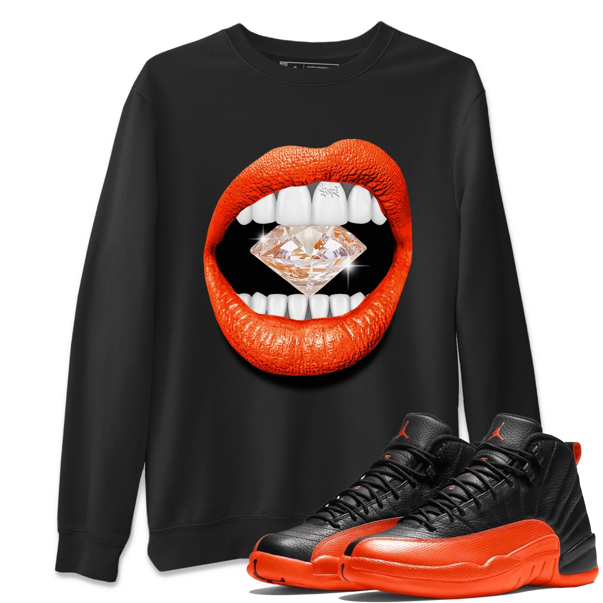 Lips Diamond Unisex Tops - Air Jordan 12 Brilliant Orange