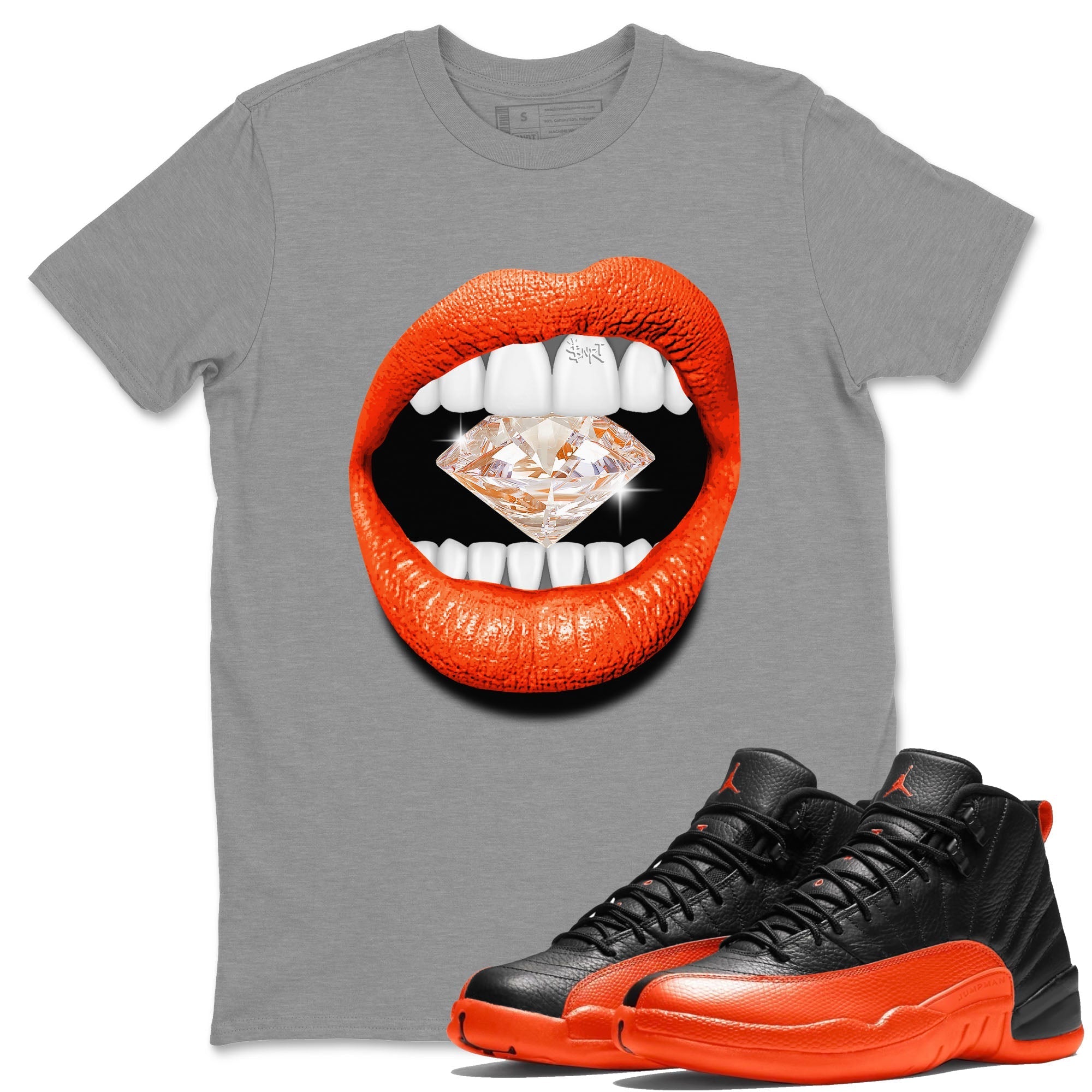 Lips Diamond Unisex Tops - Air Jordan 12 Brilliant Orange