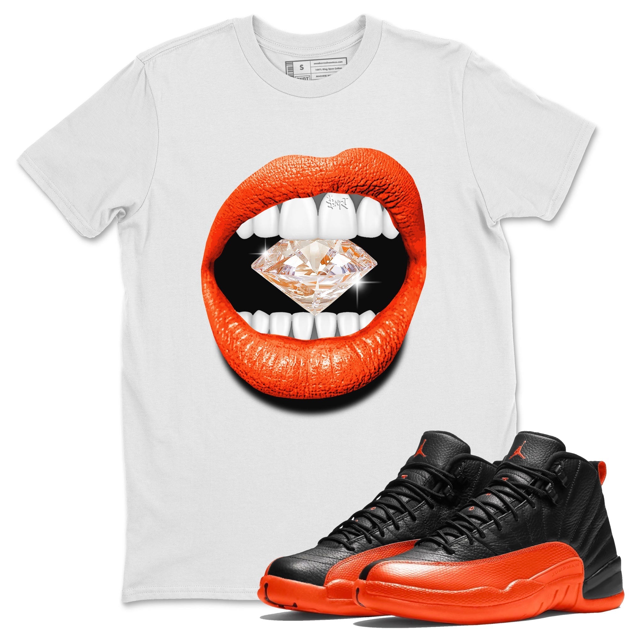 Lips Diamond Unisex Tops - Air Jordan 12 Brilliant Orange