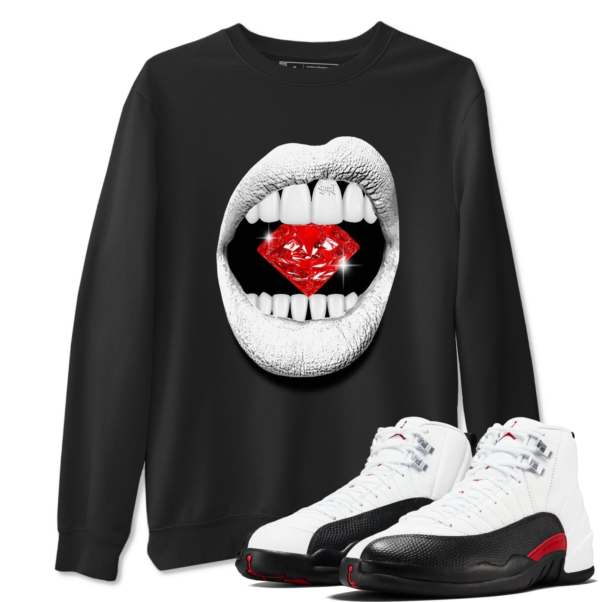 Lips Diamond snkmatch Tees - Air Jordan 12 Taxi Flip