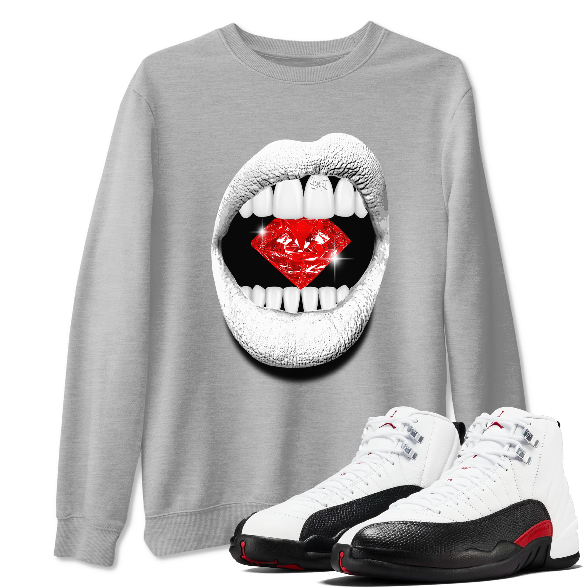 Lips Diamond snkmatch Tees - Air Jordan 12 Taxi Flip