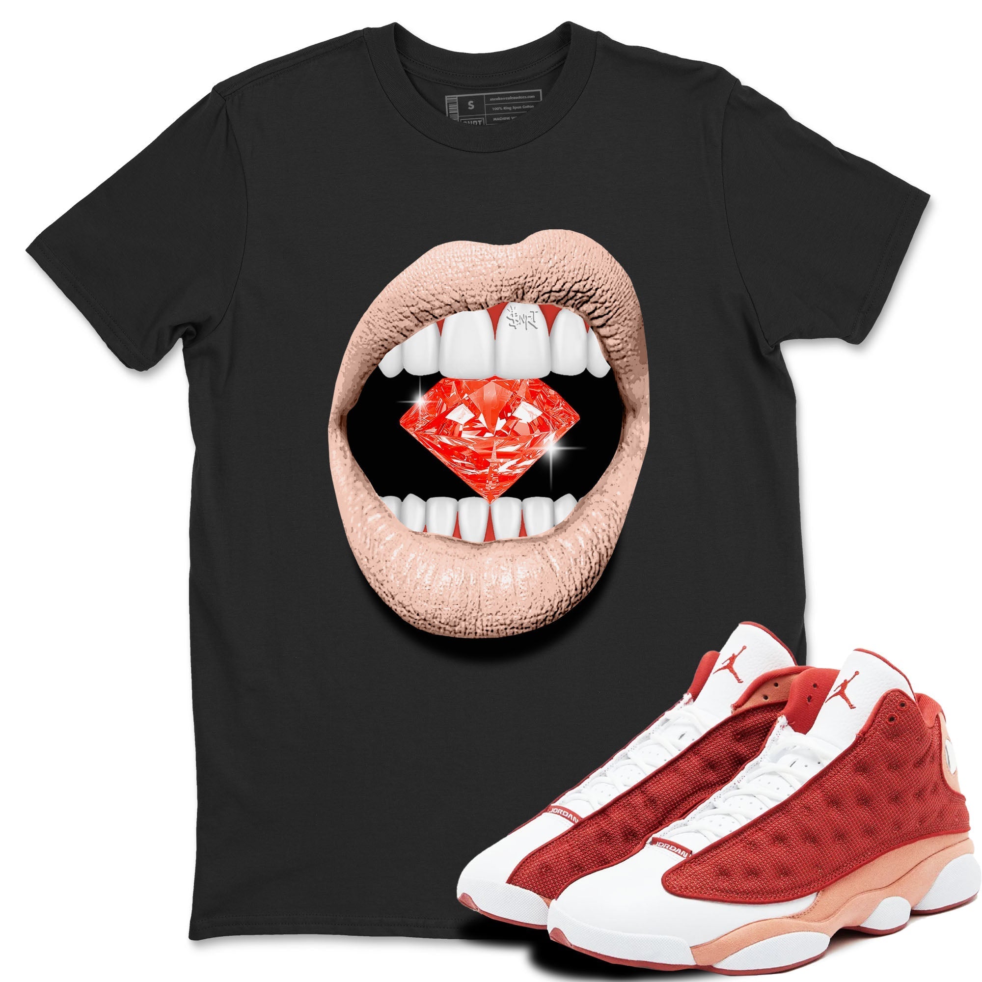 Lips Diamond snkmatch Tees - Air Jordan 13 Dune Red