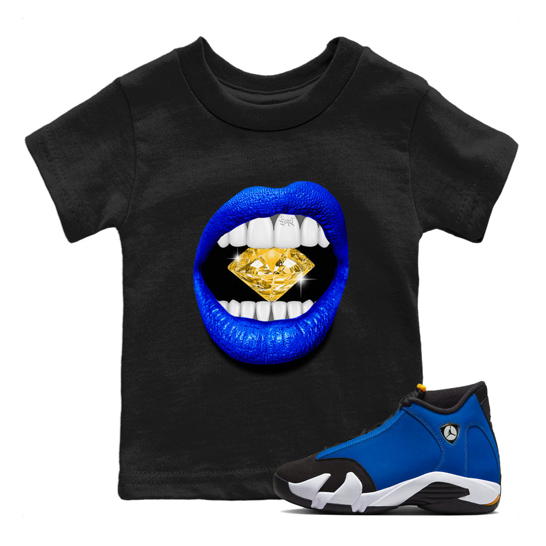 Lips Diamond Kids Tops - Air Jordan 14 Laney