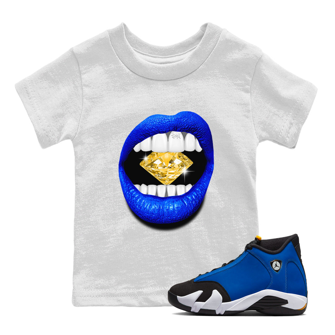 Lips Diamond Kids Tops - Air Jordan 14 Laney