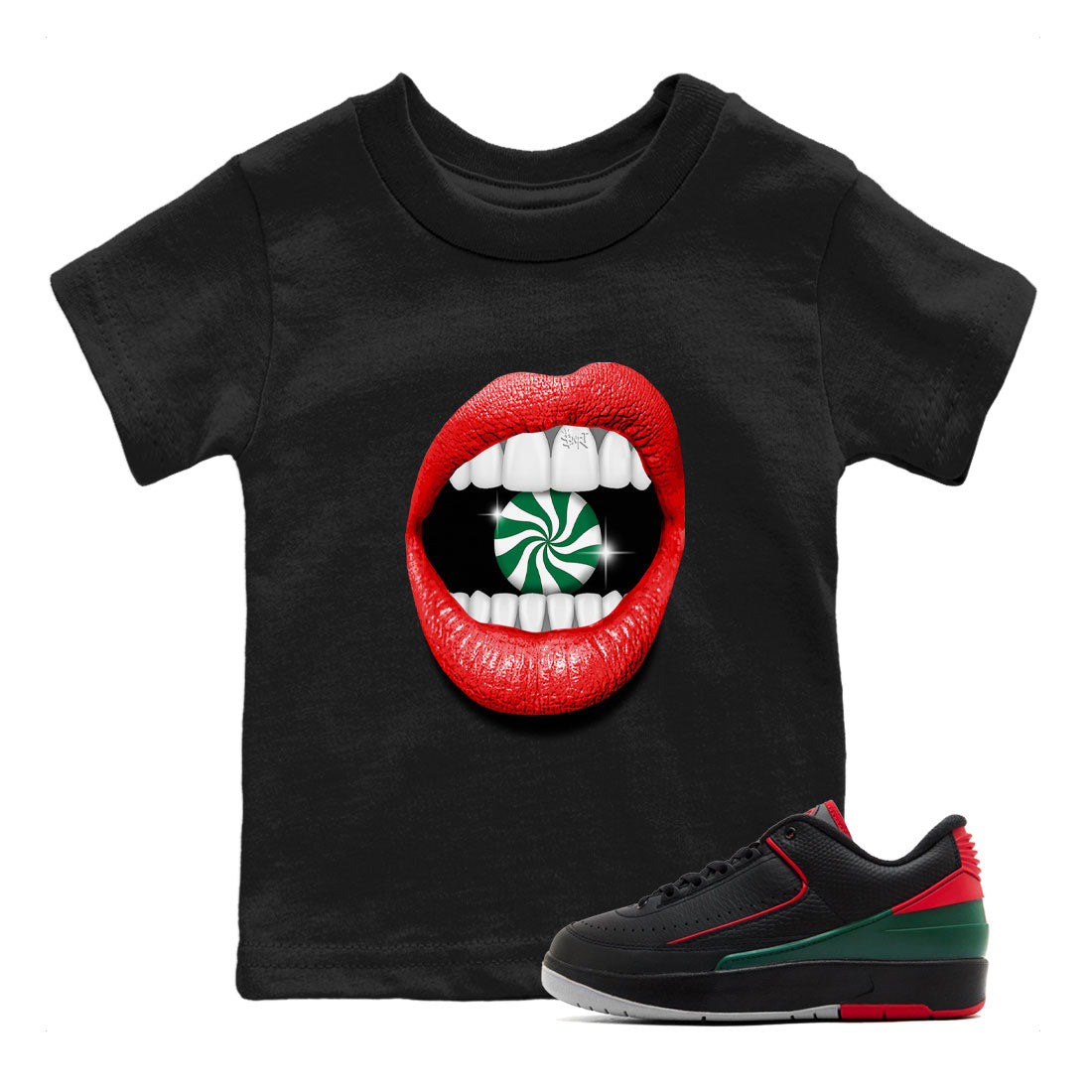 Lips Diamond snkmatch Tee Kids - Air Jordan 2 Christmas
