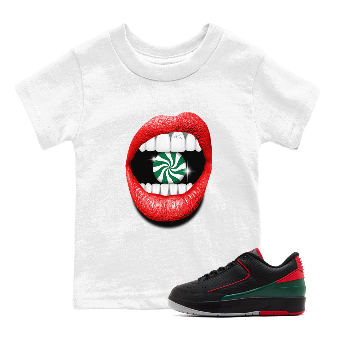 Lips Diamond snkmatch Tee Kids - Air Jordan 2 Christmas