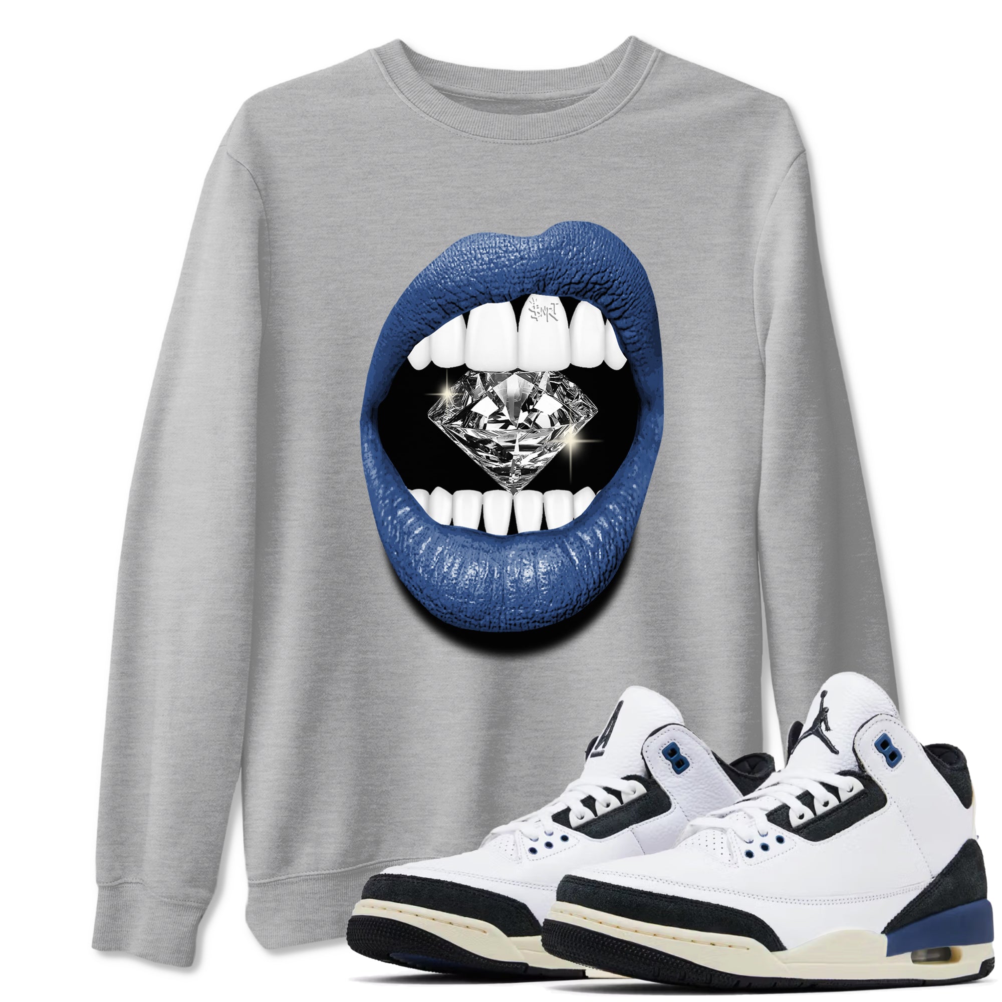 Lips Diamond snkmatch Tees - Air Jordan 3 A Ma Maniere x Diffused Blue