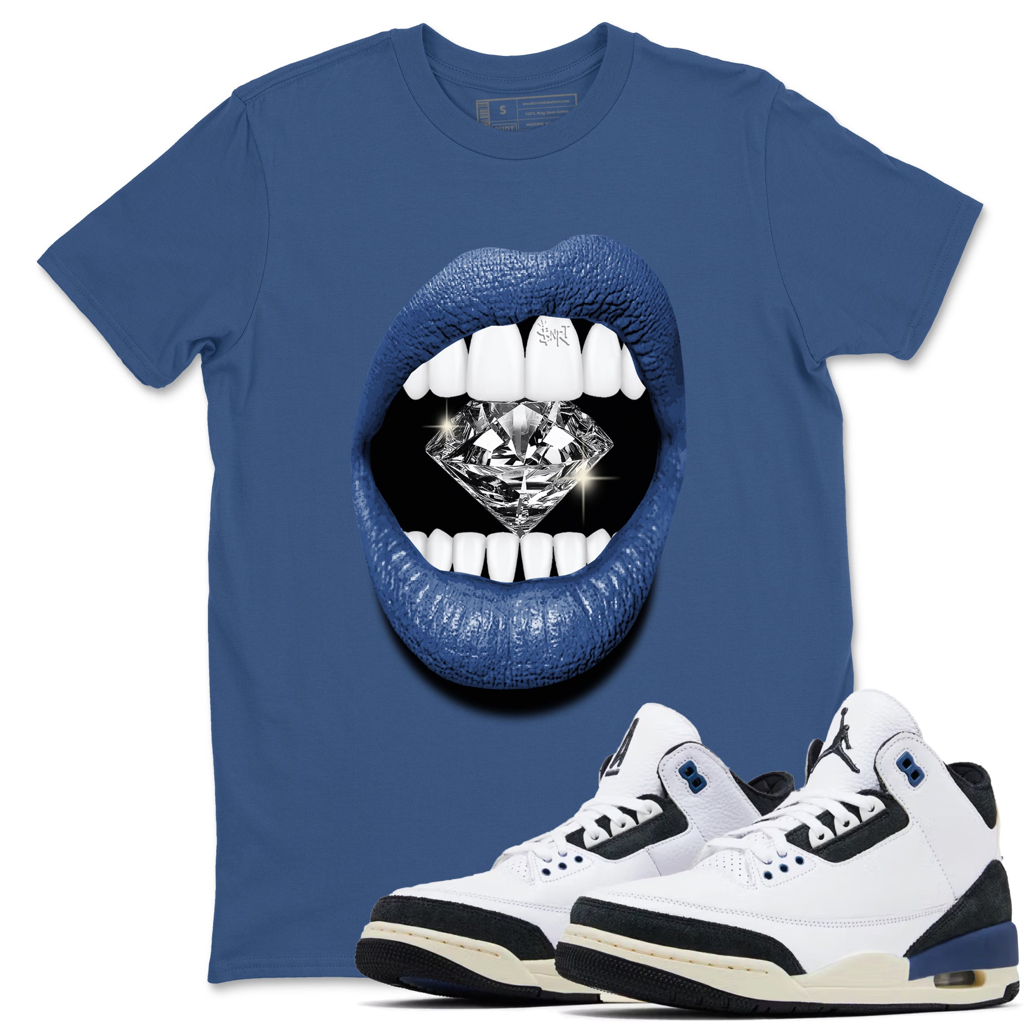 Lips Diamond snkmatch Tees - Air Jordan 3 A Ma Maniere x Diffused Blue