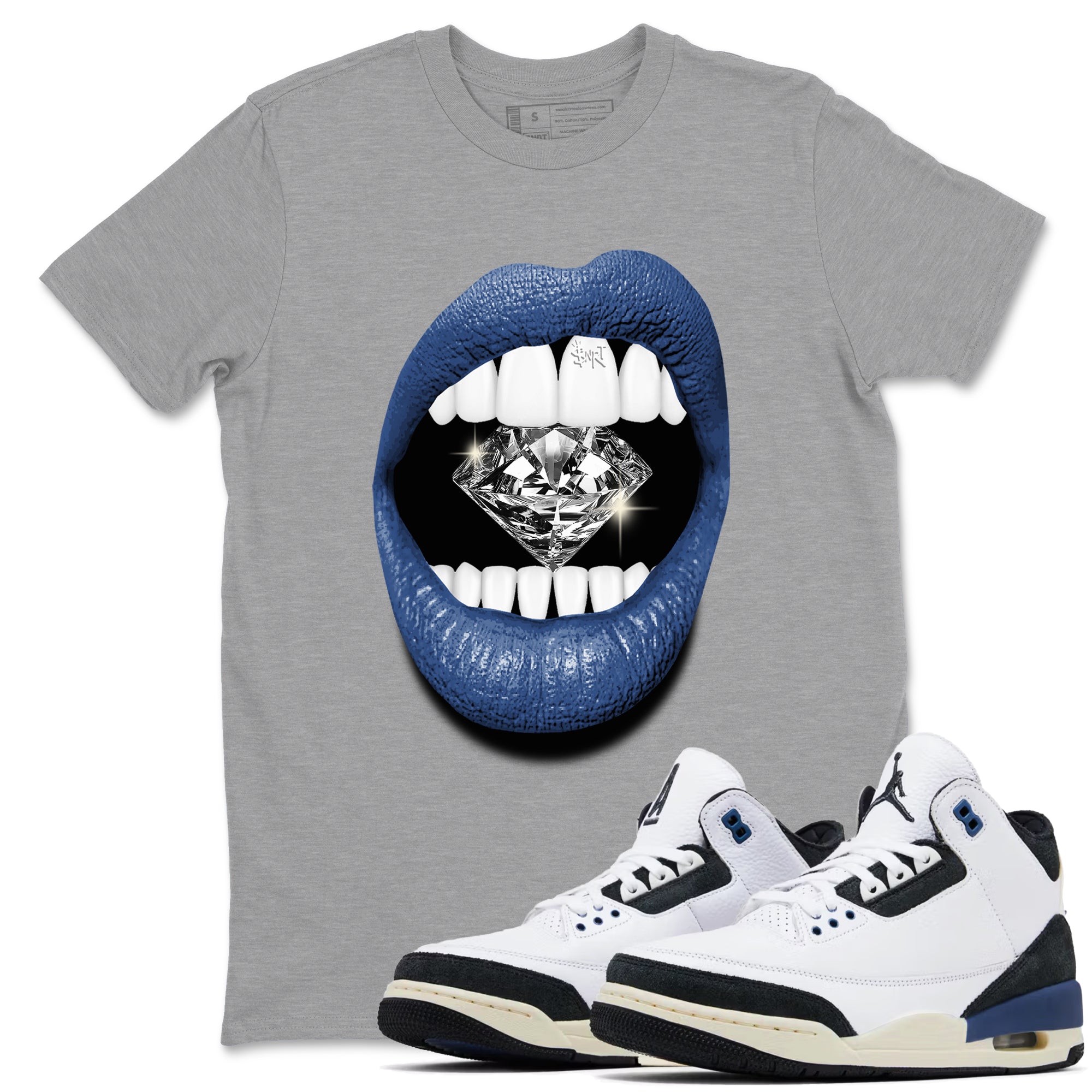 Lips Diamond snkmatch Tees - Air Jordan 3 A Ma Maniere x Diffused Blue