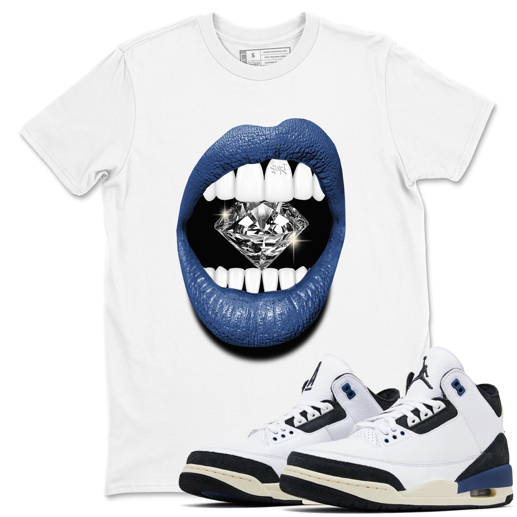 Lips Diamond snkmatch Tees - Air Jordan 3 A Ma Maniere x Diffused Blue