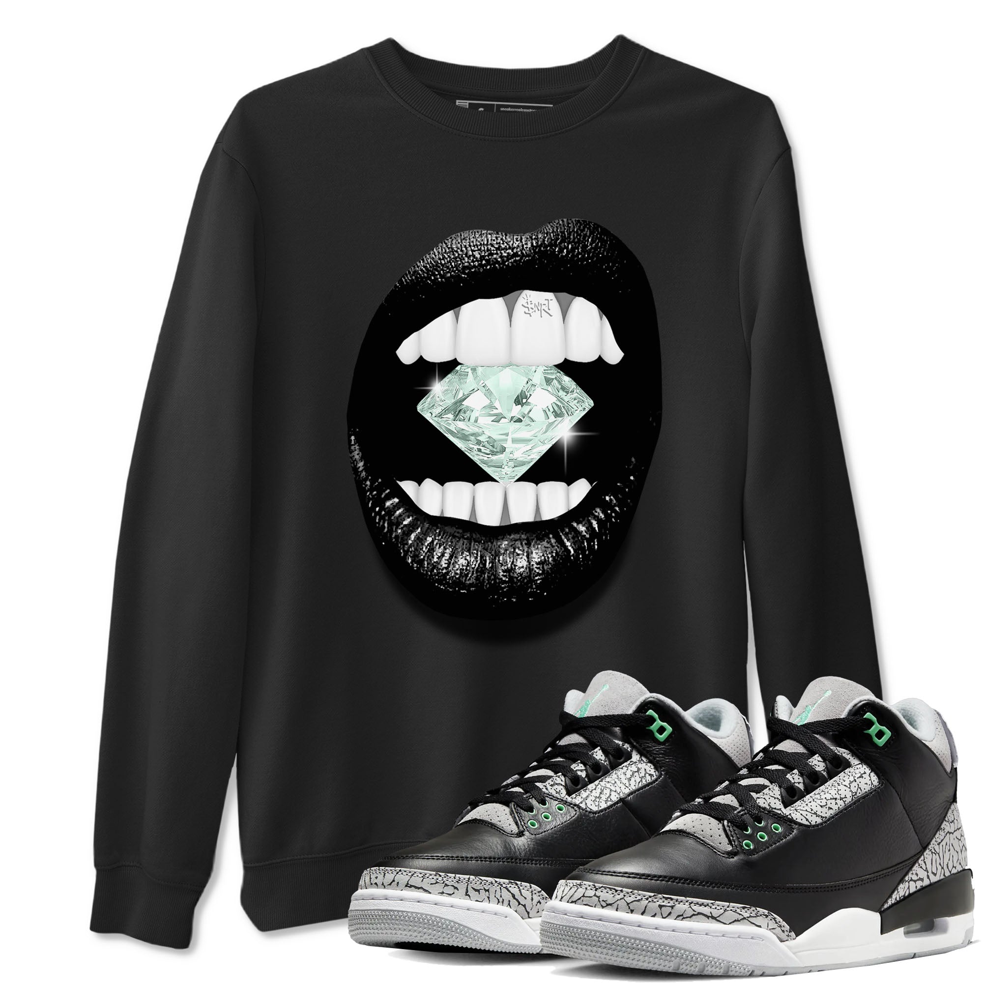 Lips Diamond snkmatch Tees - Air Jordan 3 Green Glow