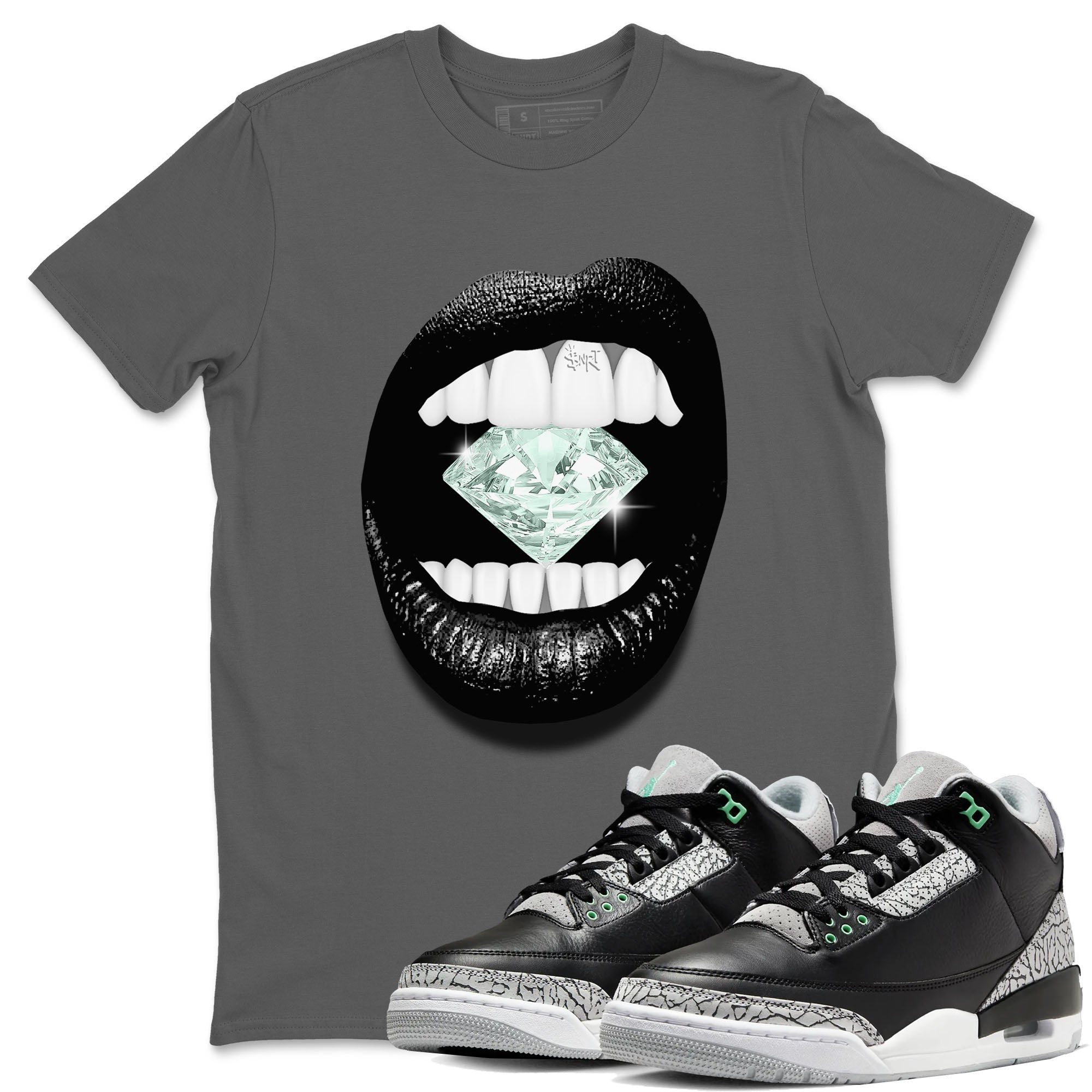 Lips Diamond snkmatch Tees - Air Jordan 3 Green Glow