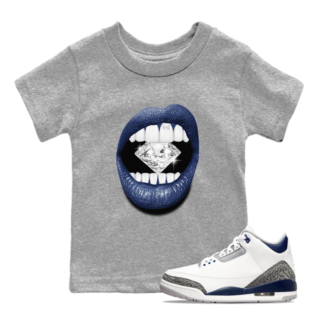 Lips Diamond snkmatch Tees Kids - Air Jordan 3 Midnight Navy 2023
