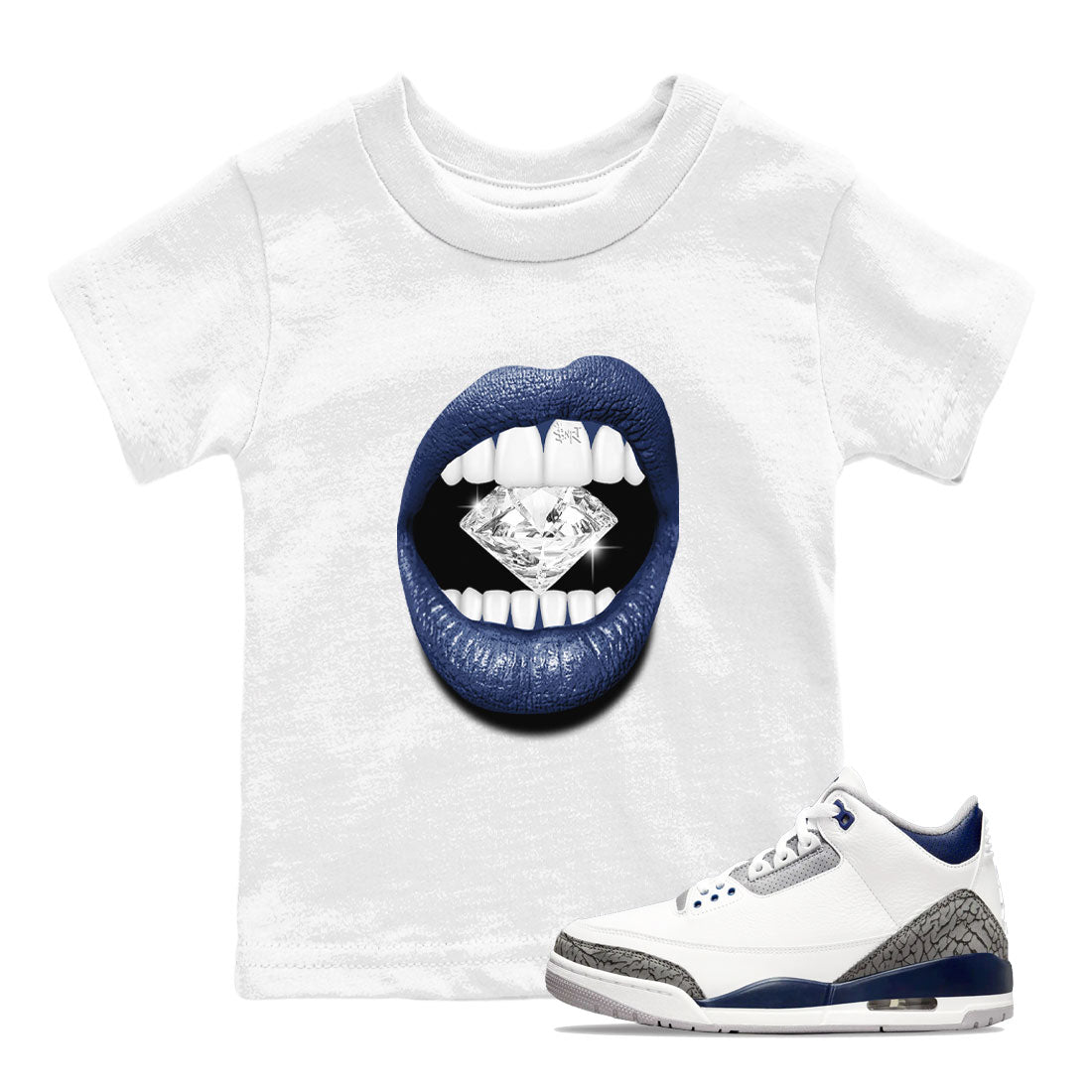 Lips Diamond snkmatch Tees Kids - Air Jordan 3 Midnight Navy 2023