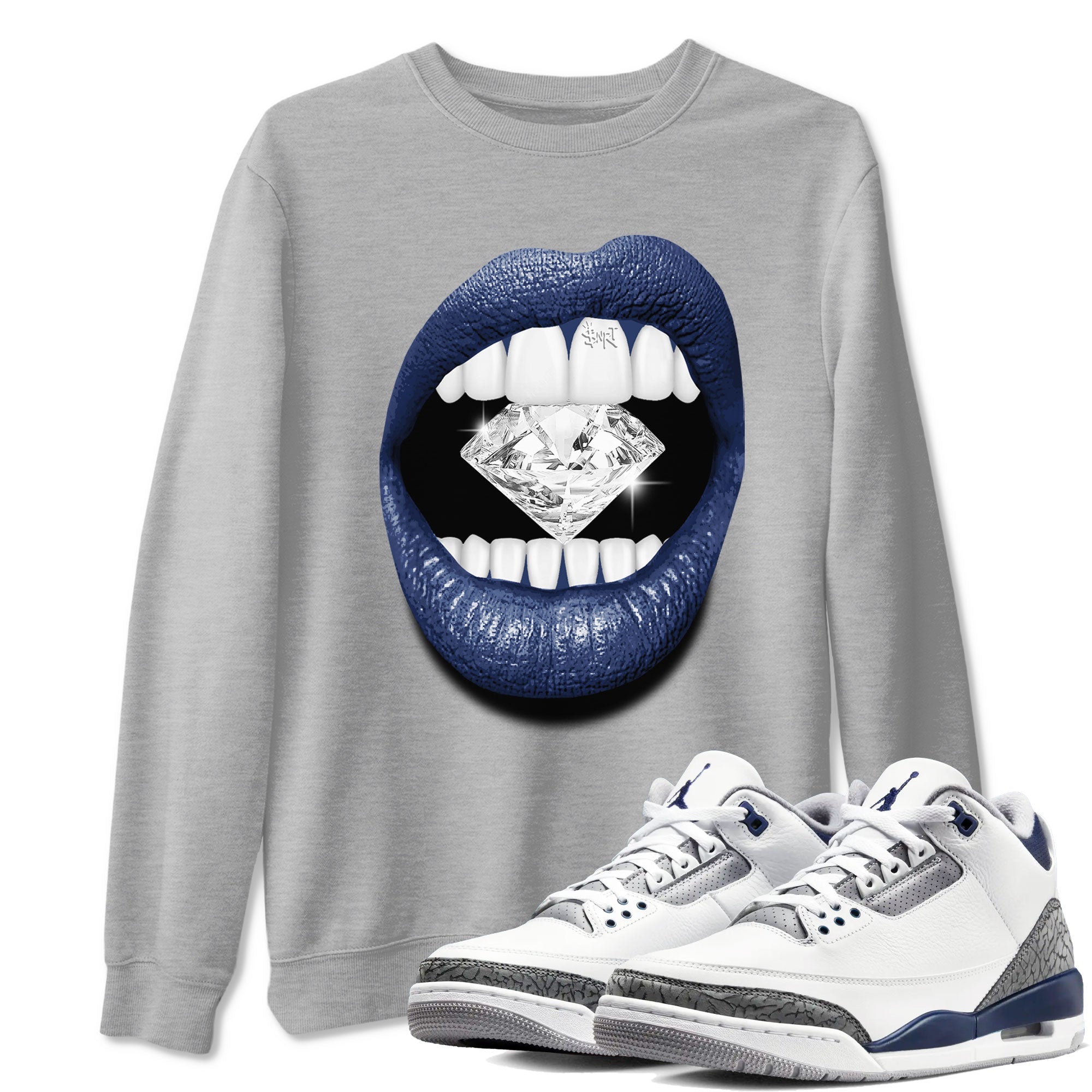 Lips Diamond snkmatch Tees - Air Jordan 3 Midnight Navy 2023