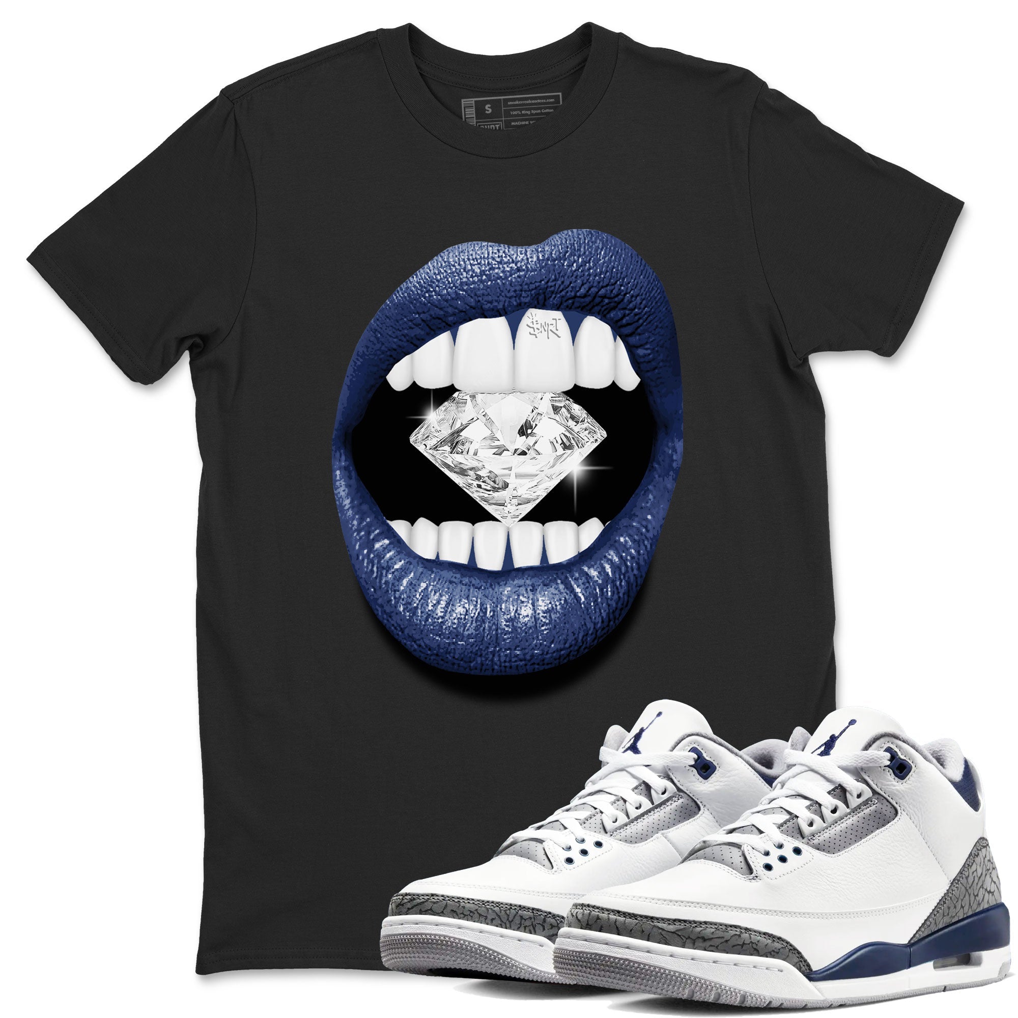 Lips Diamond snkmatch Tees - Air Jordan 3 Midnight Navy 2023