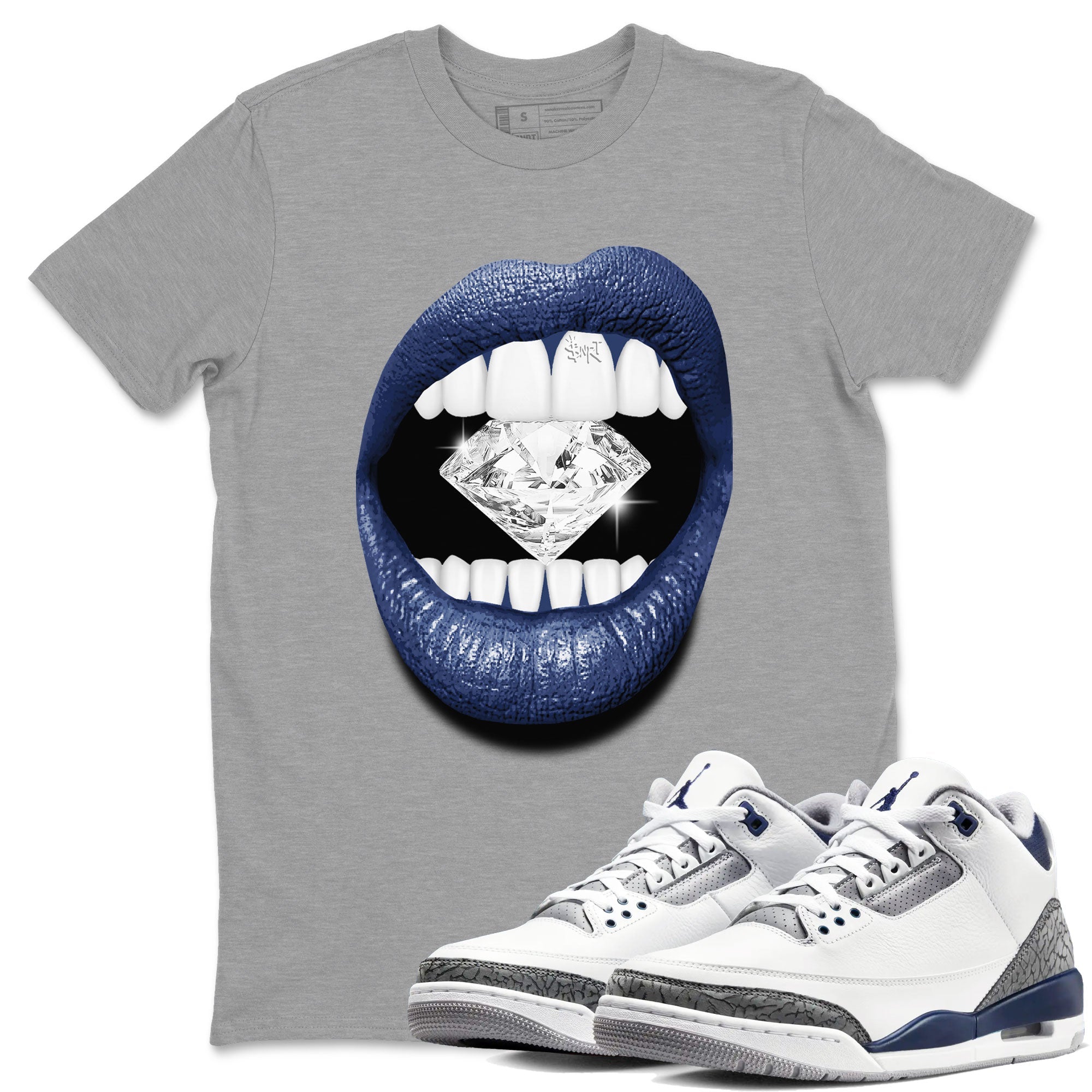 Lips Diamond snkmatch Tees - Air Jordan 3 Midnight Navy 2023