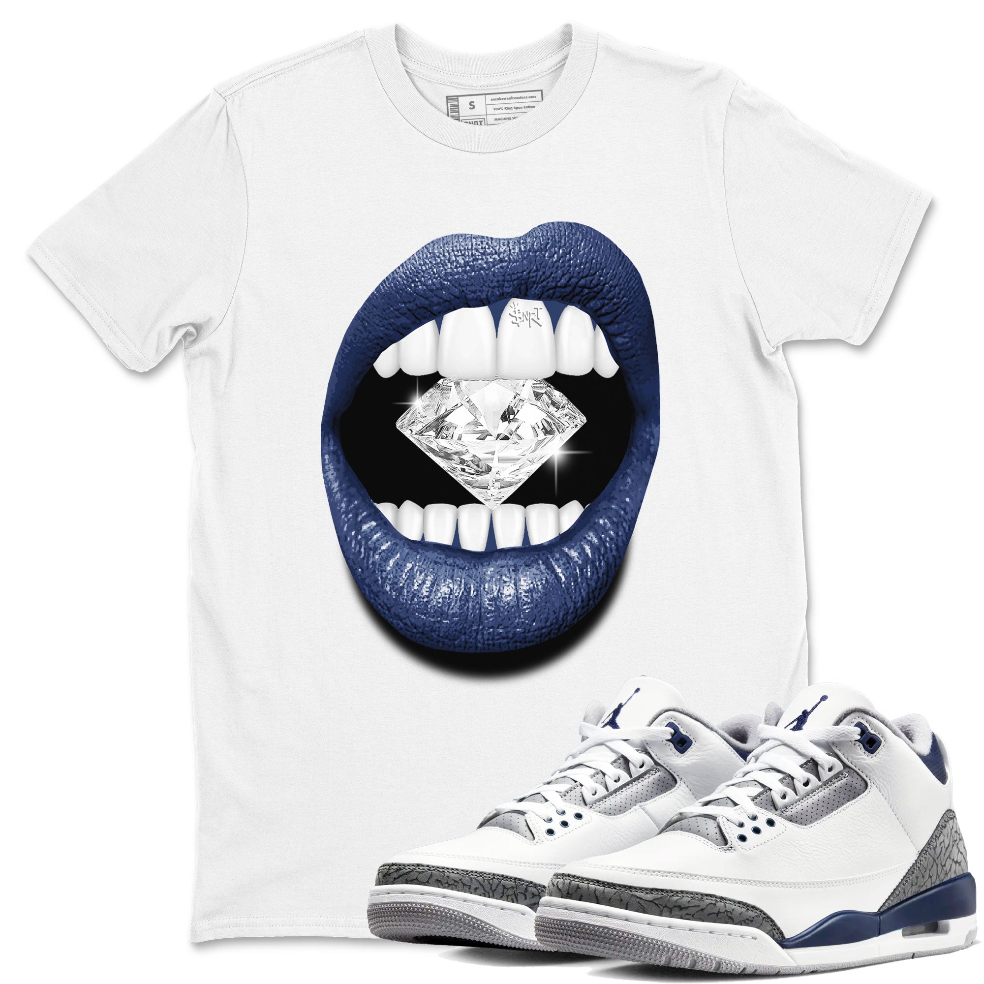 Lips Diamond snkmatch Tees - Air Jordan 3 Midnight Navy 2023