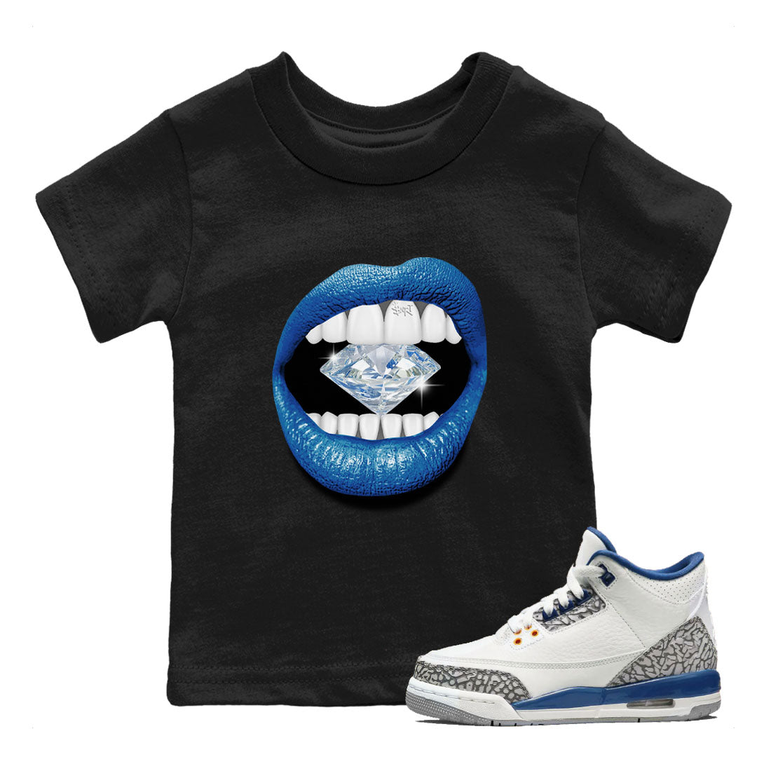 Lips Diamond Kids Tops - Air Jordan 3 Wizards