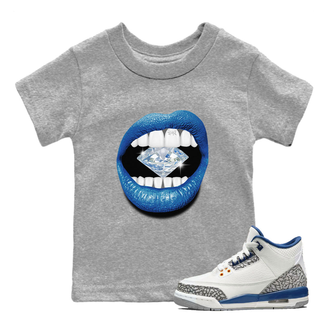 Lips Diamond Kids Tops - Air Jordan 3 Wizards