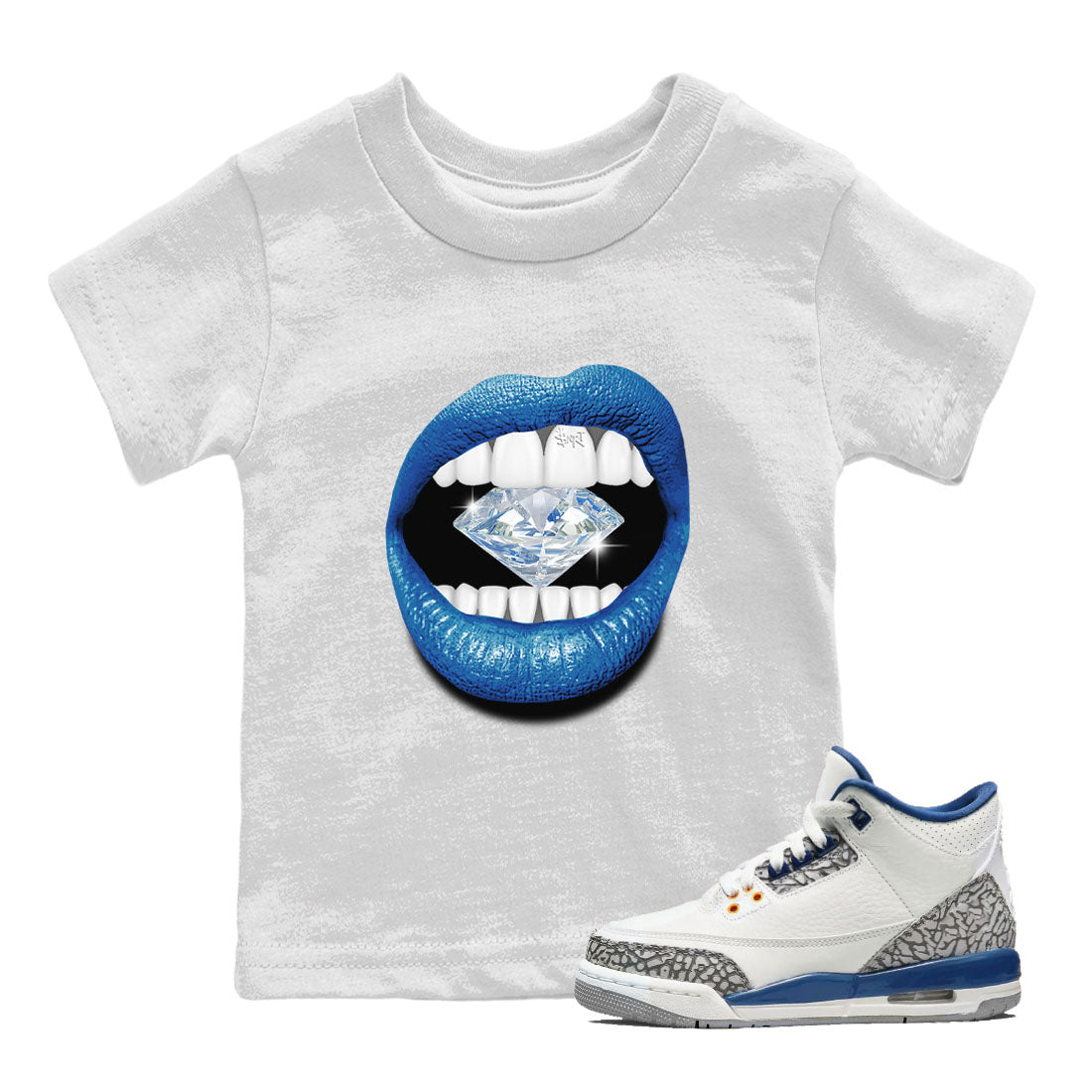 Lips Diamond Kids Tops - Air Jordan 3 Wizards