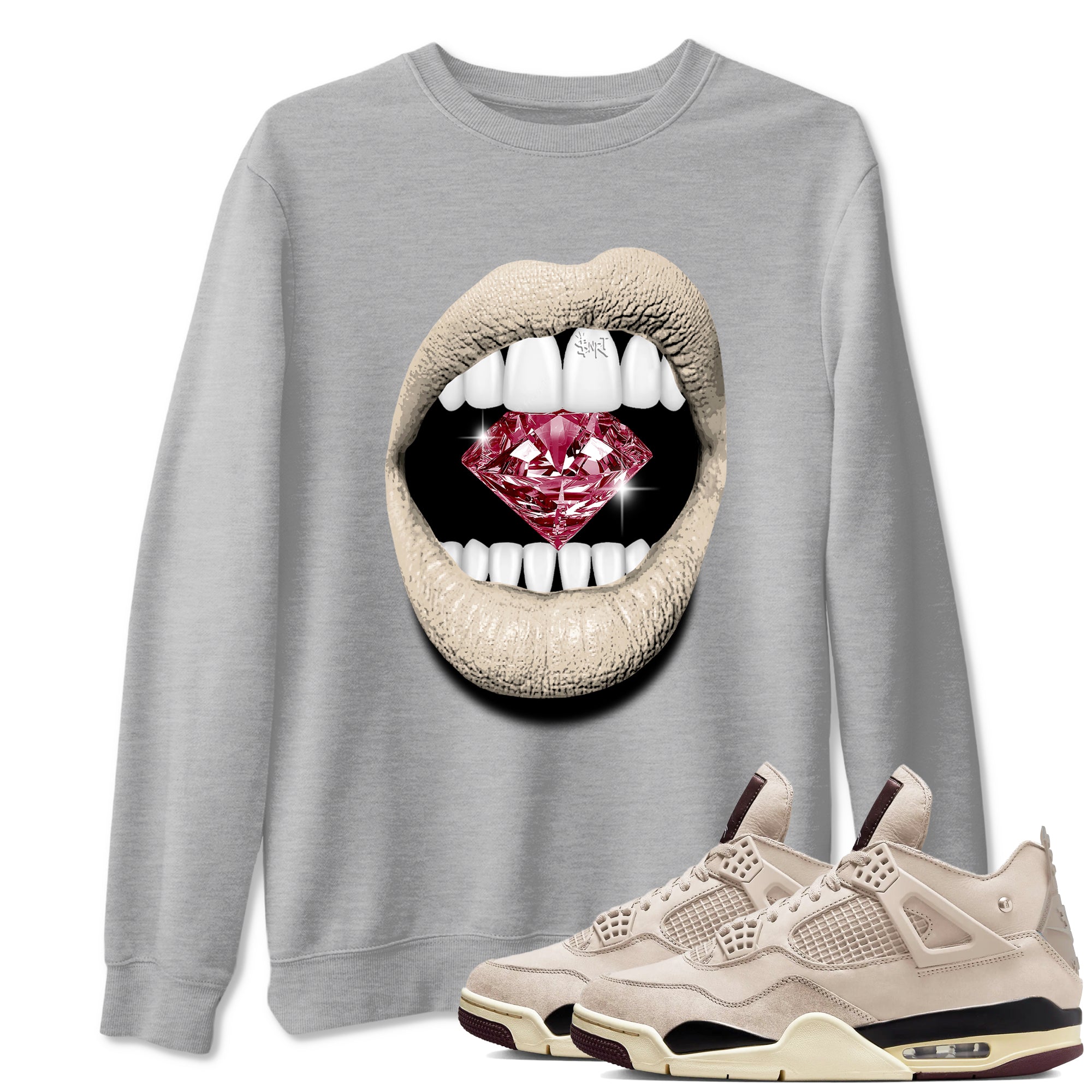 Lips Diamond snkmatch Tees - Air Jordan 4 A Ma Maniere x Fossil Stone