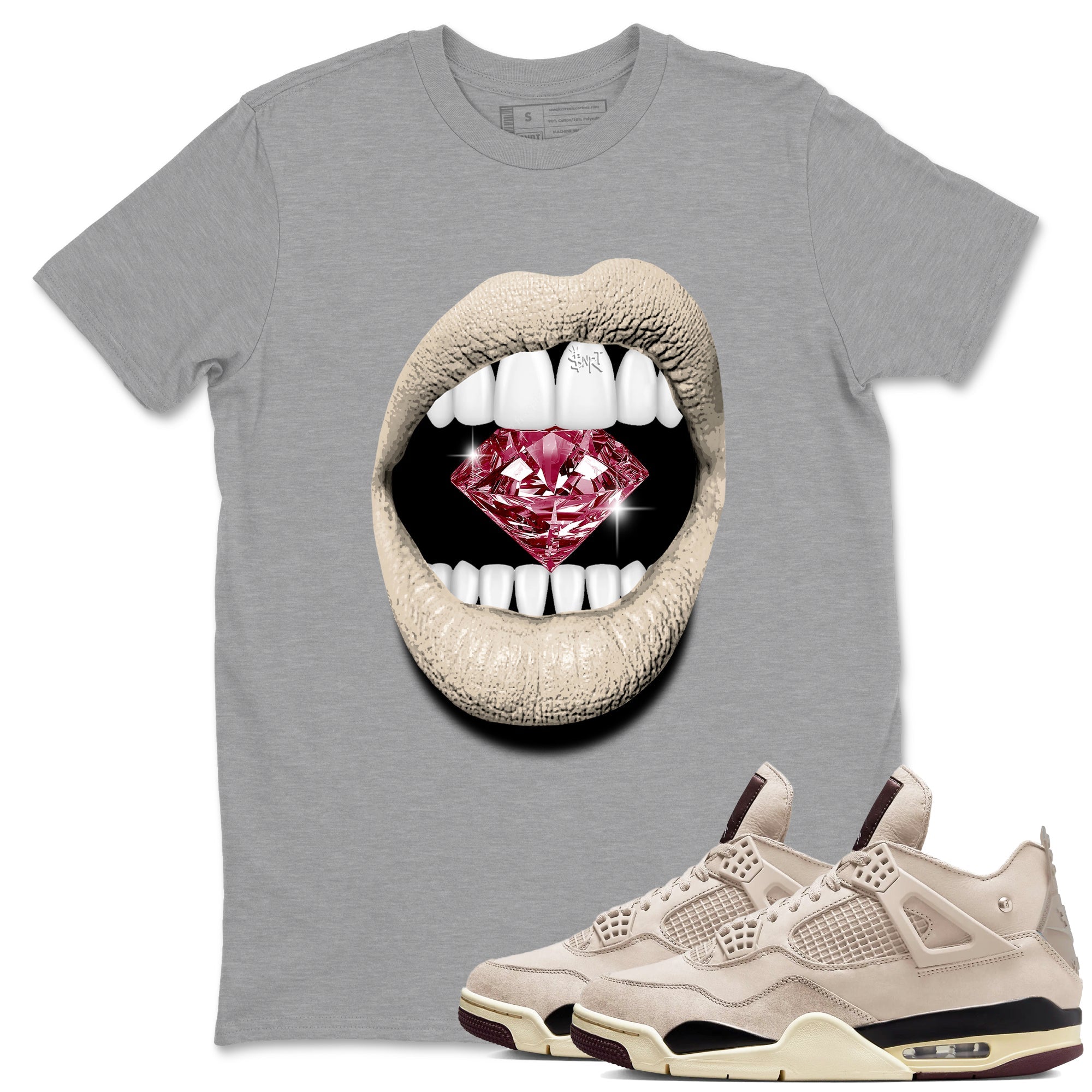 Lips Diamond snkmatch Tees - Air Jordan 4 A Ma Maniere x Fossil Stone