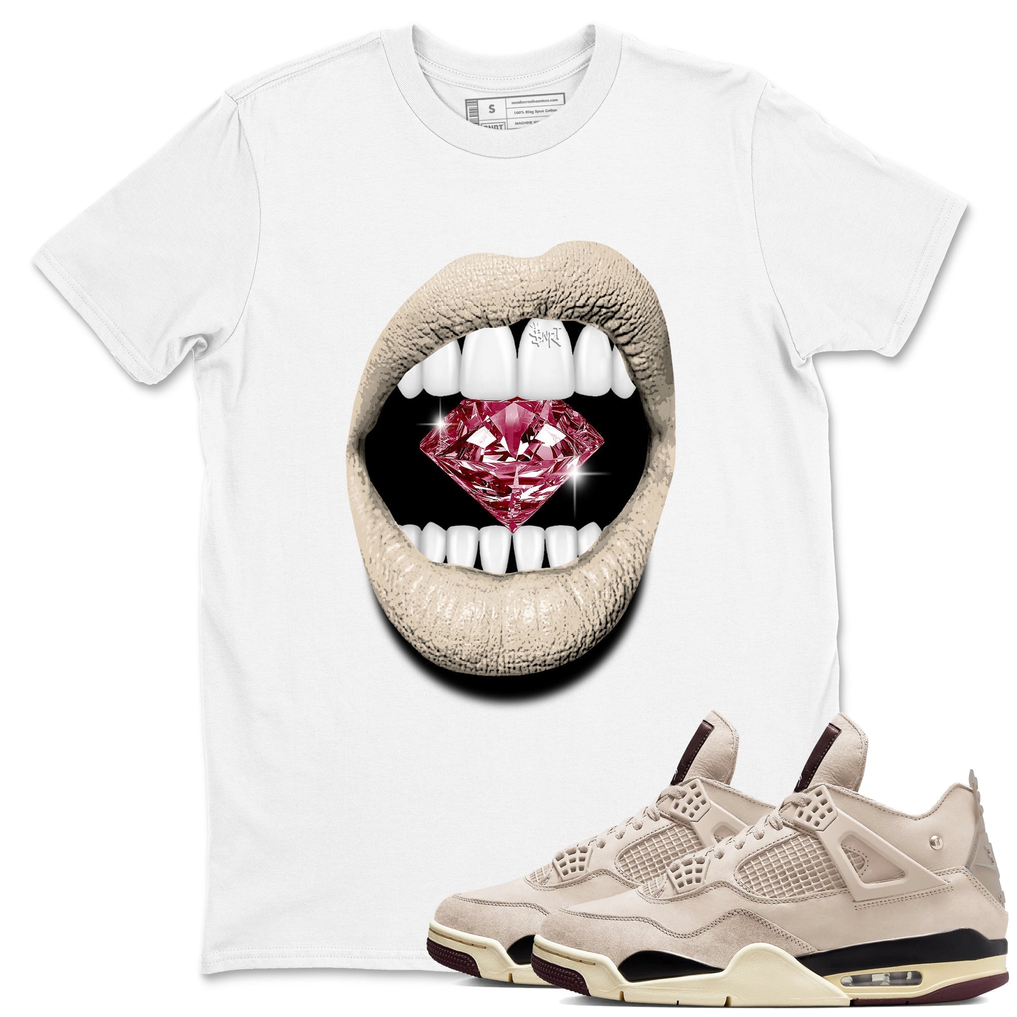 Lips Diamond snkmatch Tees - Air Jordan 4 A Ma Maniere x Fossil Stone