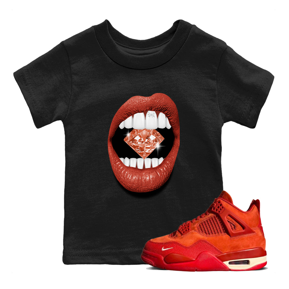 Lips Diamond snkmatch Tees Kids - Air Jordan 4 Brick By Brick