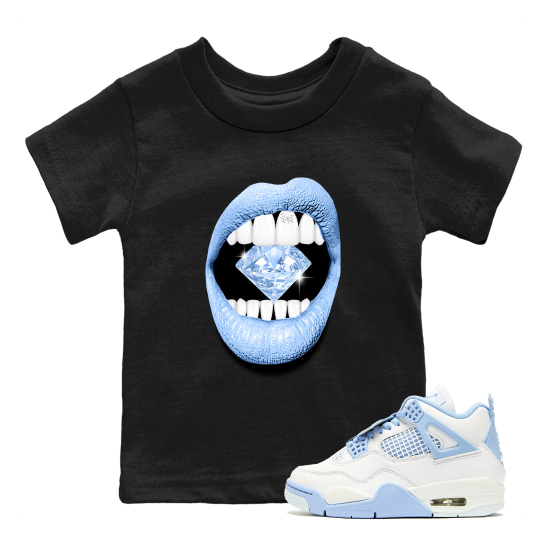 Lips Diamond snkmatch Tees Kids - Air Jordan 4 Forget Me Not