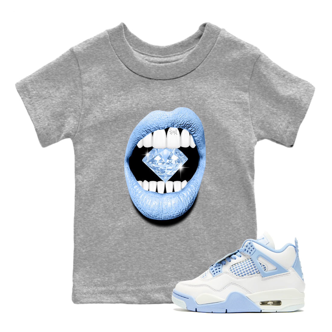 Lips Diamond snkmatch Tees Kids - Air Jordan 4 Forget Me Not