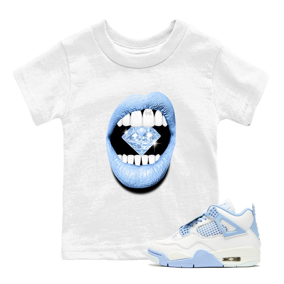 Lips Diamond snkmatch Tees Kids - Air Jordan 4 Forget Me Not