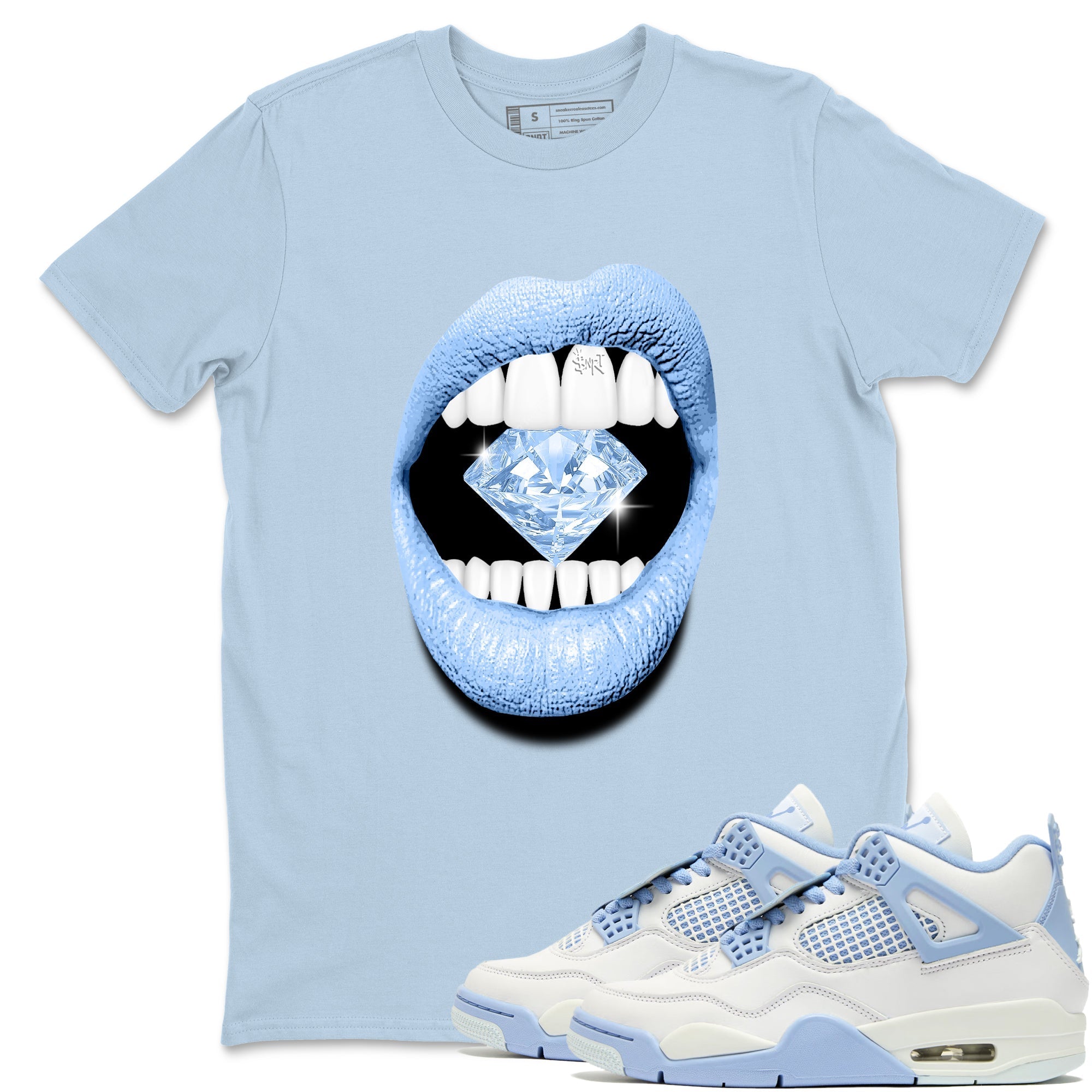 Lips Diamond snkmatch Tees - Air Jordan 4 Forget Me Not