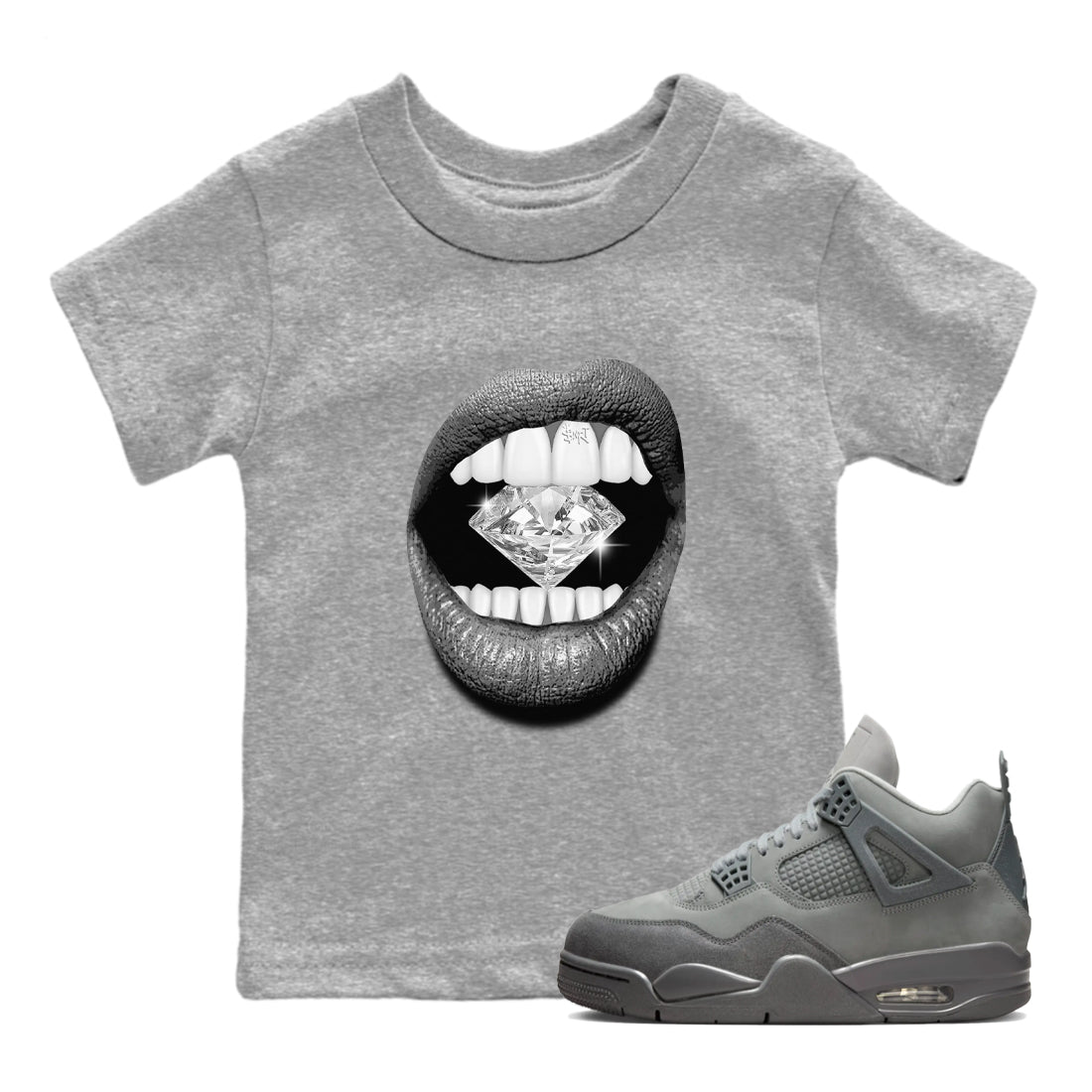 Lips Diamond snkmatch Tees Kids - Air Jordan 4 Wet Cement