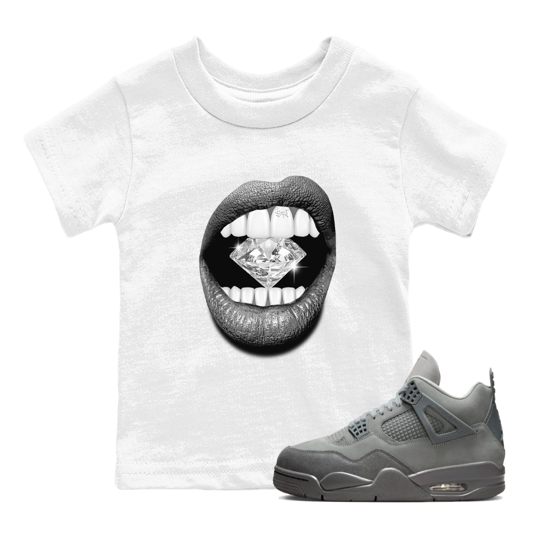 Lips Diamond snkmatch Tees Kids - Air Jordan 4 Wet Cement