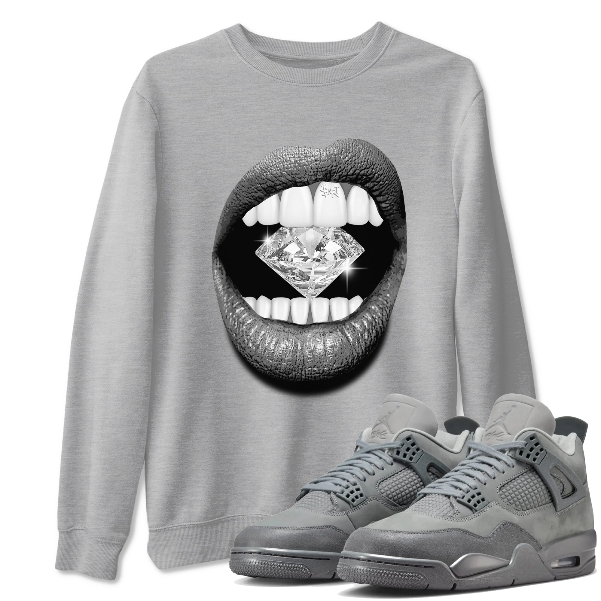 Lips Diamond snkmatch Tees - Air Jordan 4 Wet Cement