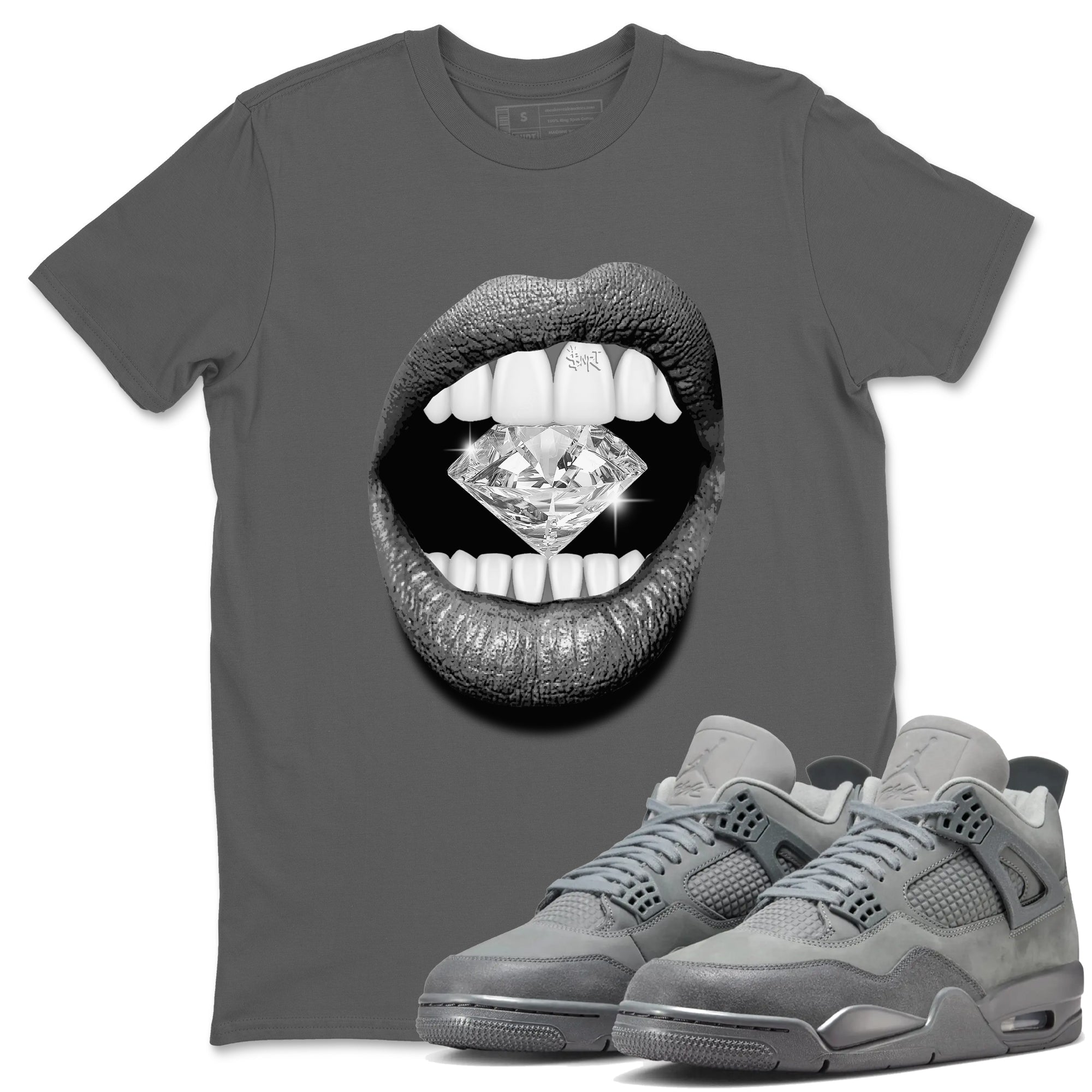 Lips Diamond snkmatch Tees - Air Jordan 4 Wet Cement